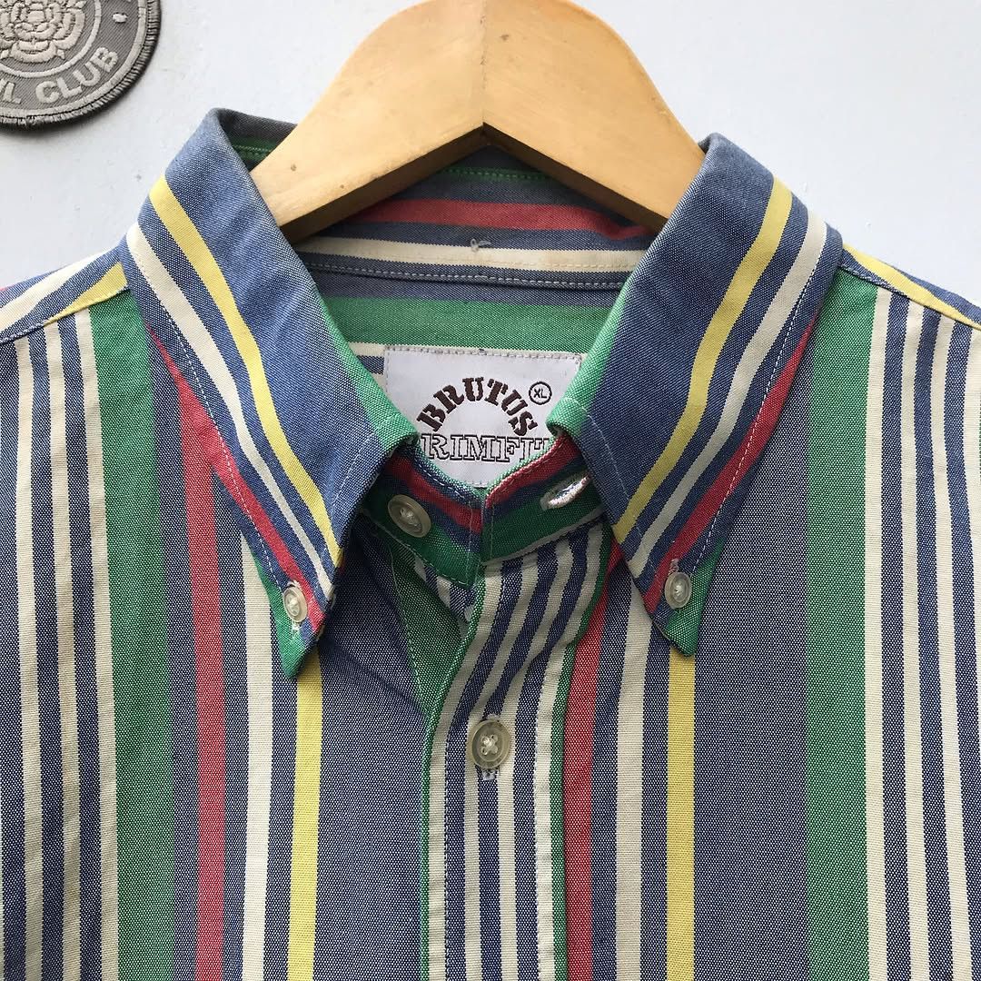 Brutus × Other UK Vintage Brutus Trimfit London the Candy Stripe Oxford Colar Size US XL / EU 56 / 4 - 13 Thumbnail