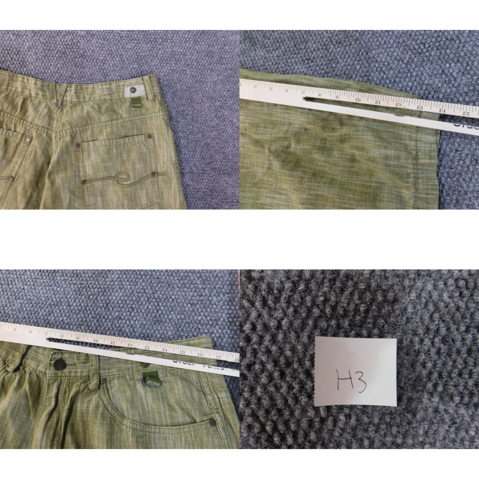Enyce Enyce Denim Shorts 34 Green Vintage Retro Hip-Hop Men Regular 34 Cotton Zip Flat Front Logo" Size US 34 / EU 50 - 8 Thumbnail