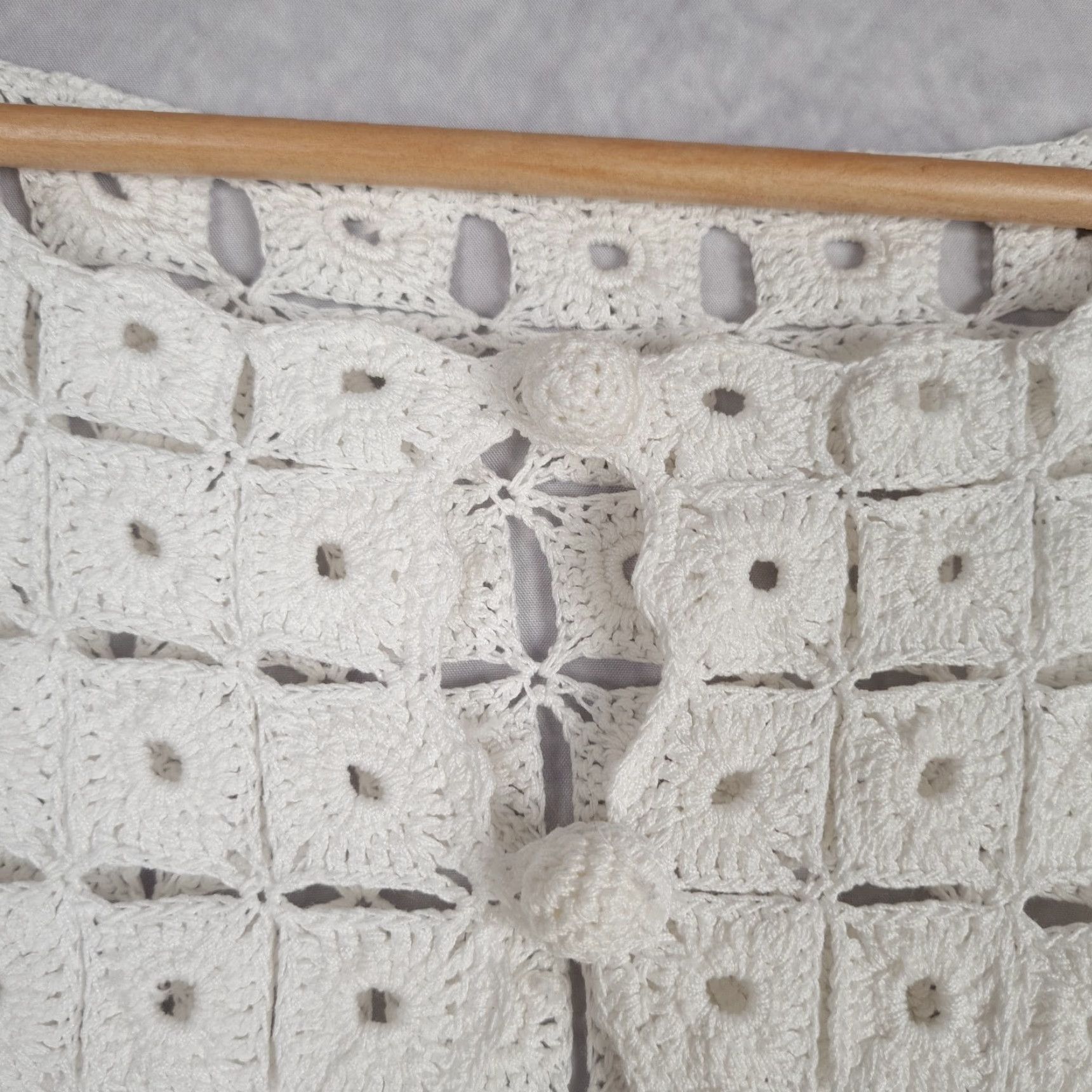 Robert Rodriguez Robert Rodriguez Dress Womens XS White Crochet Open Granny Squares Ribbon Belt Mod Duster Size XS / US 0-2 / IT 36-38 - 3 Thumbnail