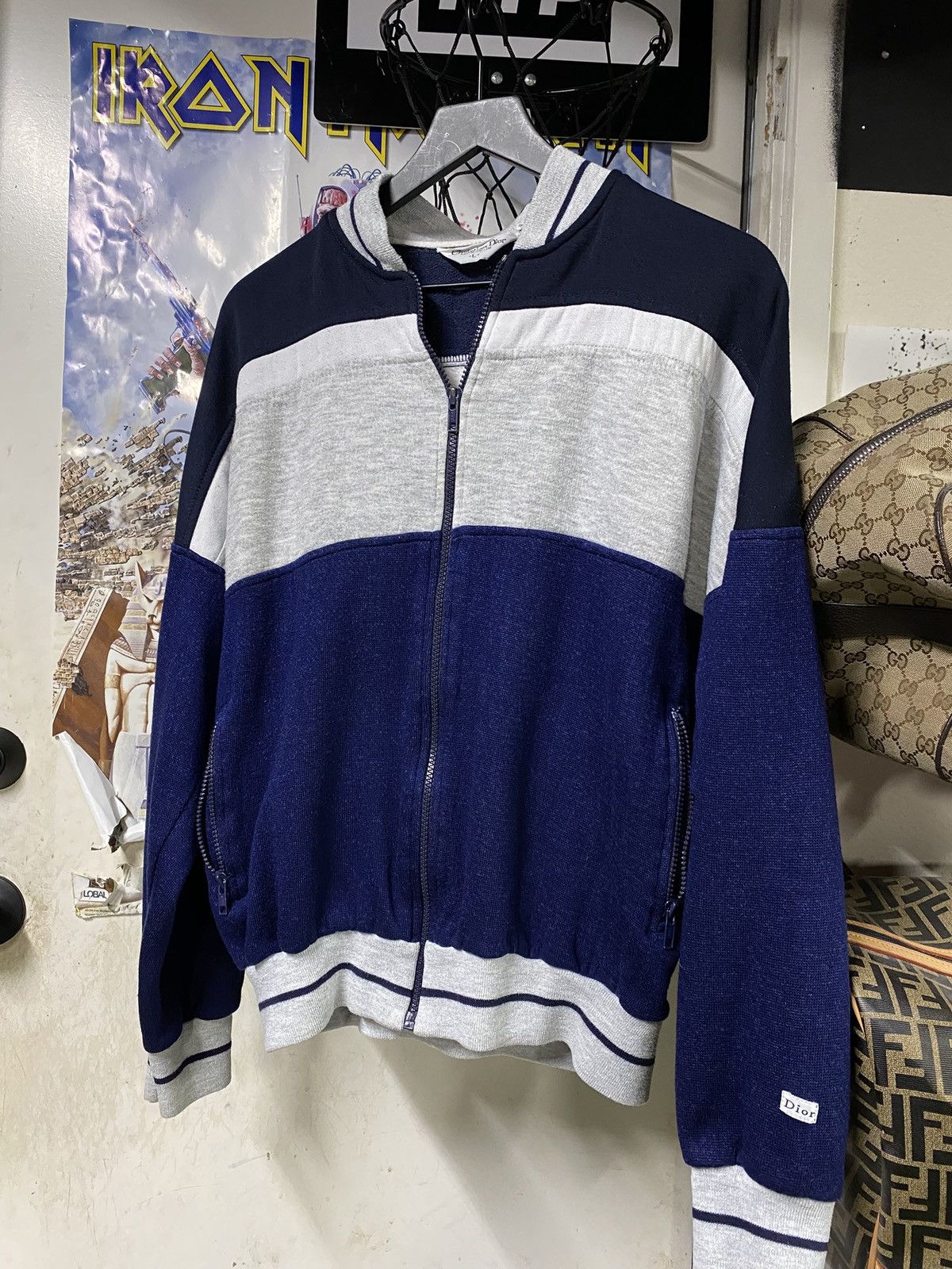 Christian Dior Blue Fullzip Men’s Sweater Medium