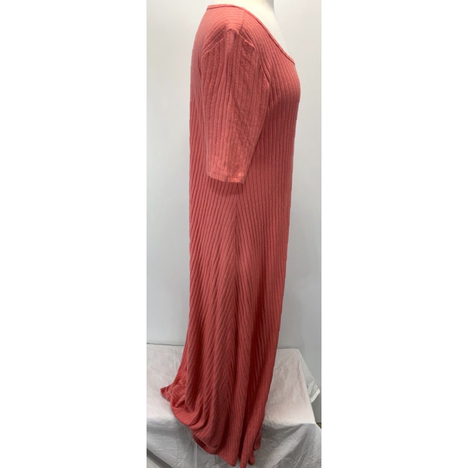 Soft Surroundings VINTAGE Soft Surroundings Maxi Dress Women’s Large Coral Pink Casual Travel Party Solid Short Sleeve Scoop Neck Rayon Blend Size L / US 10 / IT 46 - 4 Thumbnail