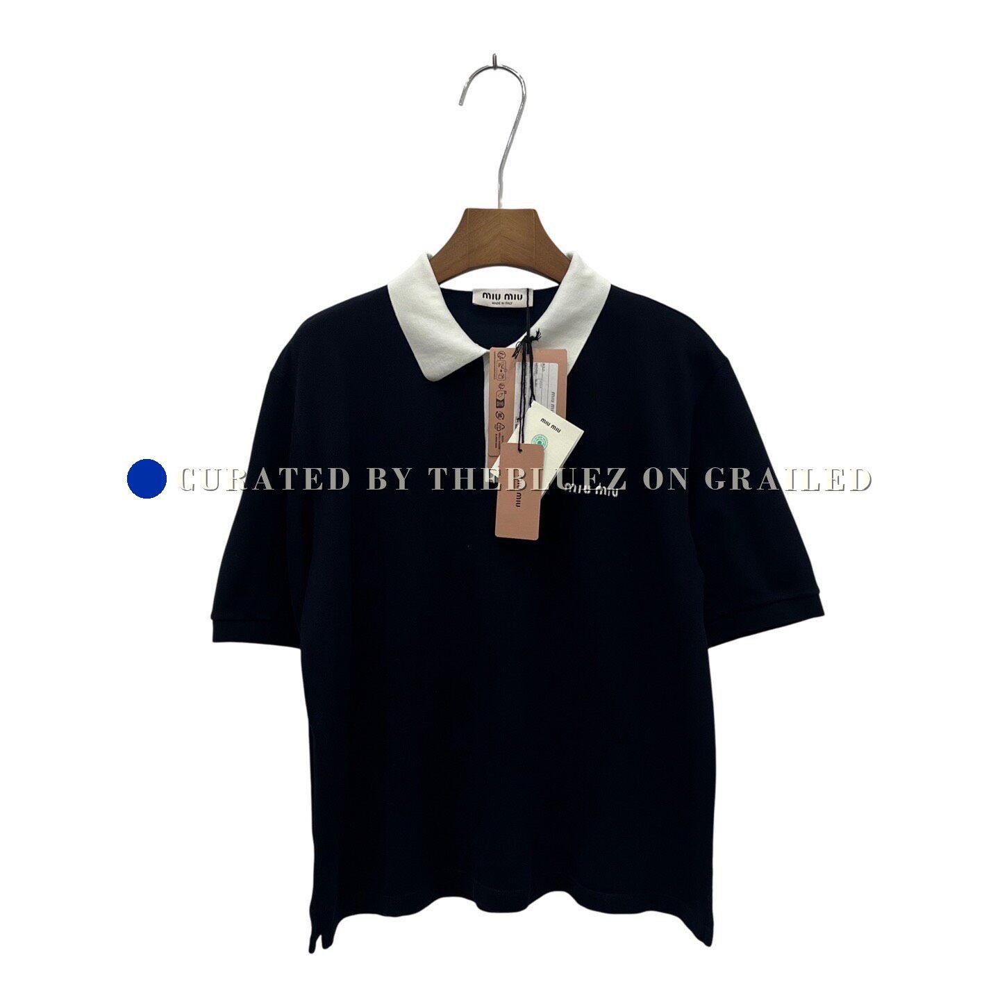 Miu Miu Miumiu Navy Knit Short-Sleeve Top M Size M / US 6-8 / IT 42-44 - 1 Thumbnail