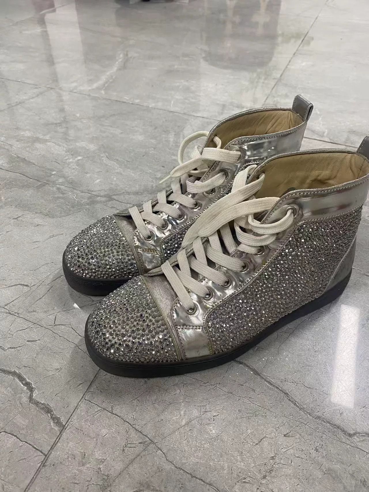 Christian Louboutin Christian Louboutin High-Top Sneakers with Rhinestones Size US 9 / IT 39 - 1 Thumbnail