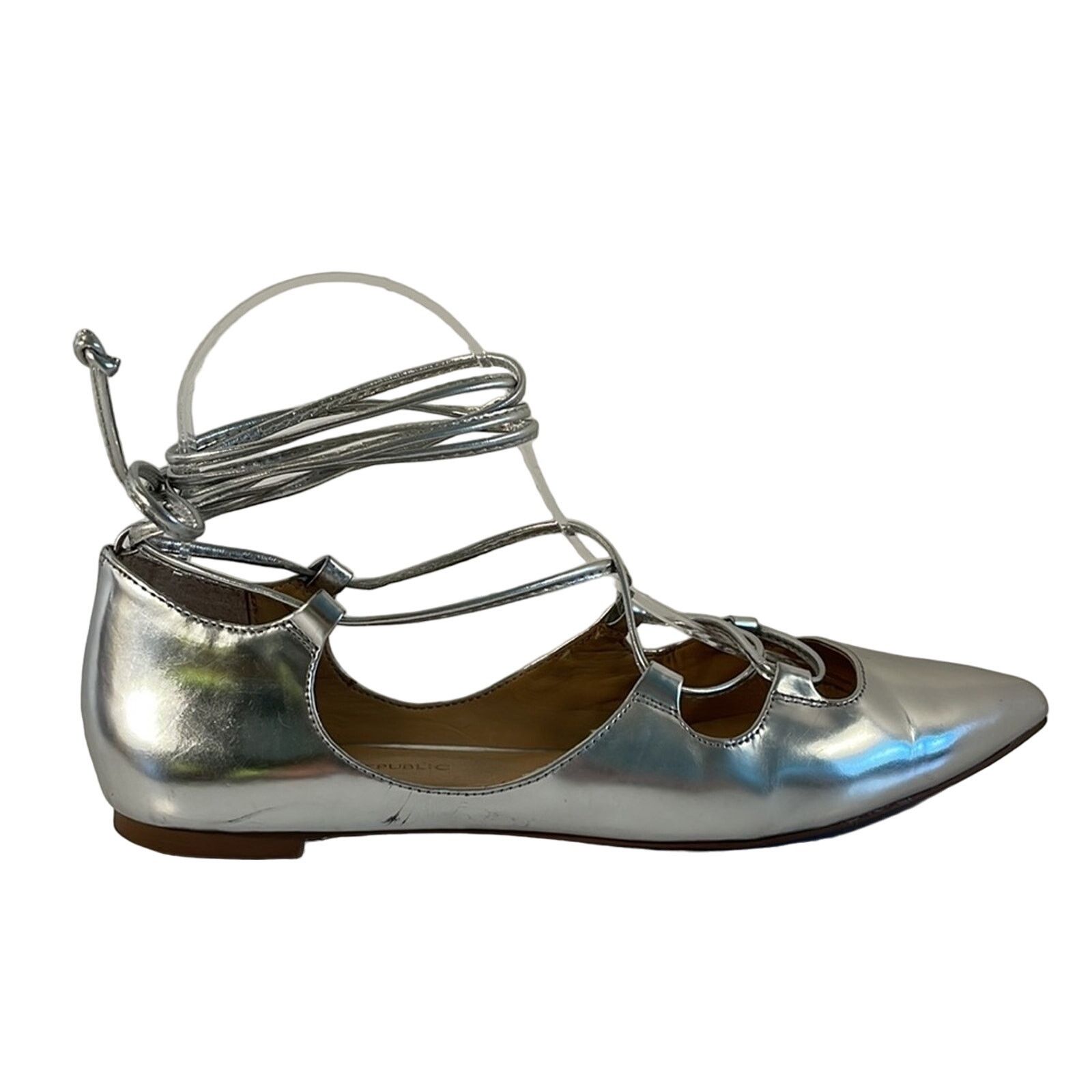 Banana Republic Banana Republic Allie Chrome Silver Lace-Up Flats Size 7 Size US 7 / IT 37 - 2 Thumbnail