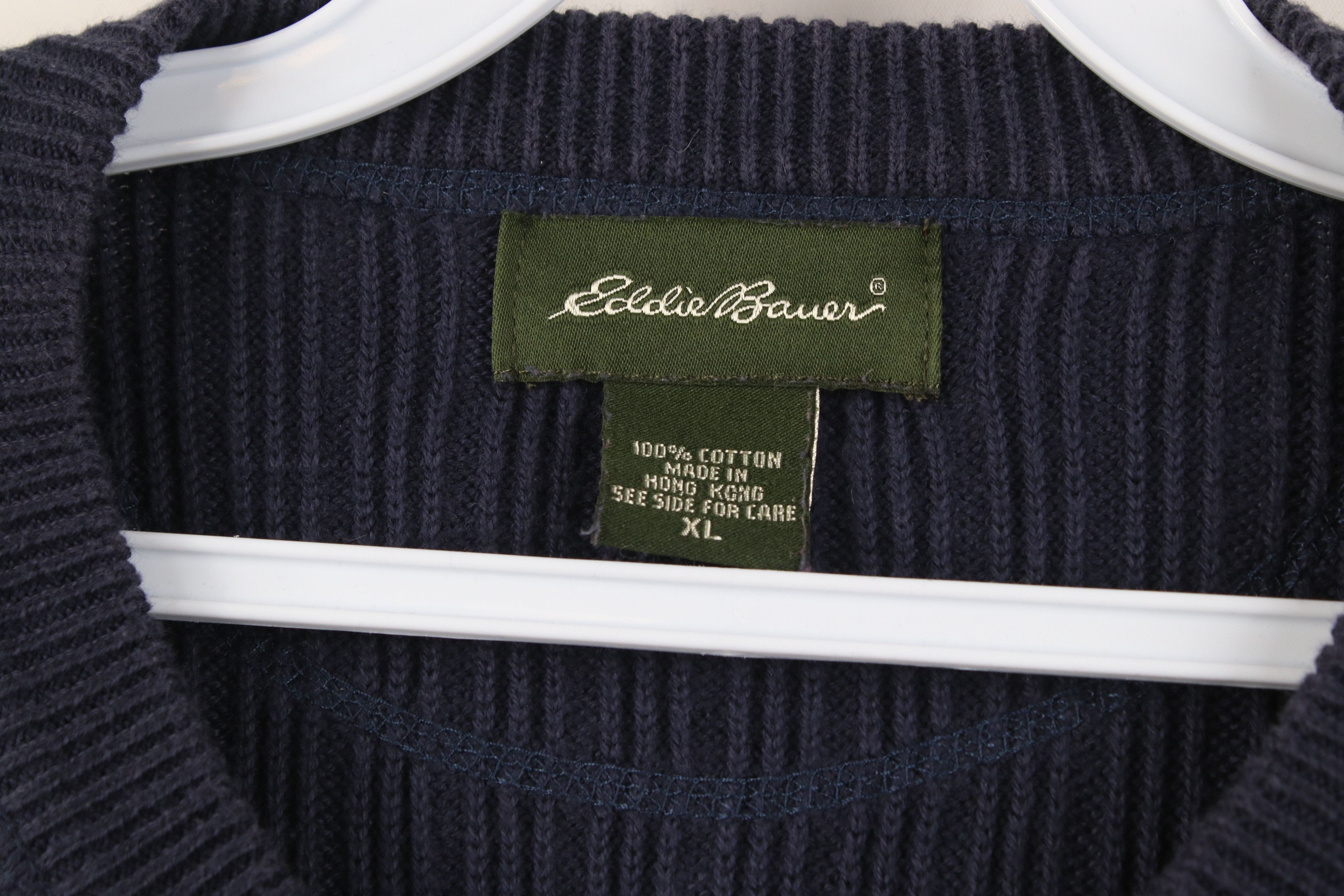 Eddie Bauer Vintage 90s Y2K Eddie Bauer Ribbed Knit Henley Sweater Blue Size US XL / EU 56 / 4 - 5 Thumbnail
