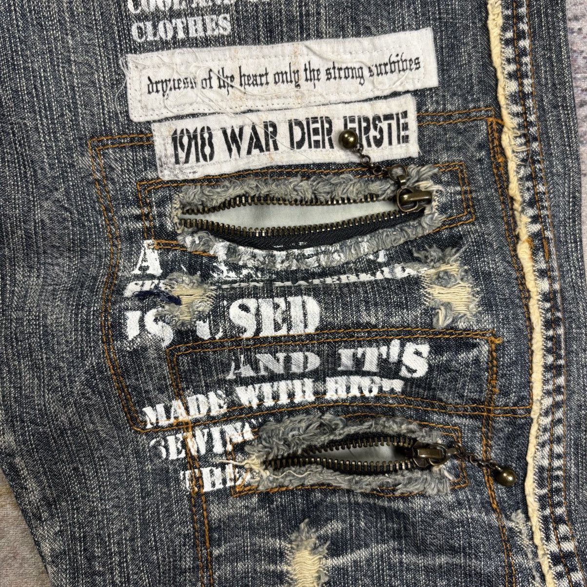 Archive In The Attic - Poem Patchwork Grunge Flared Denim