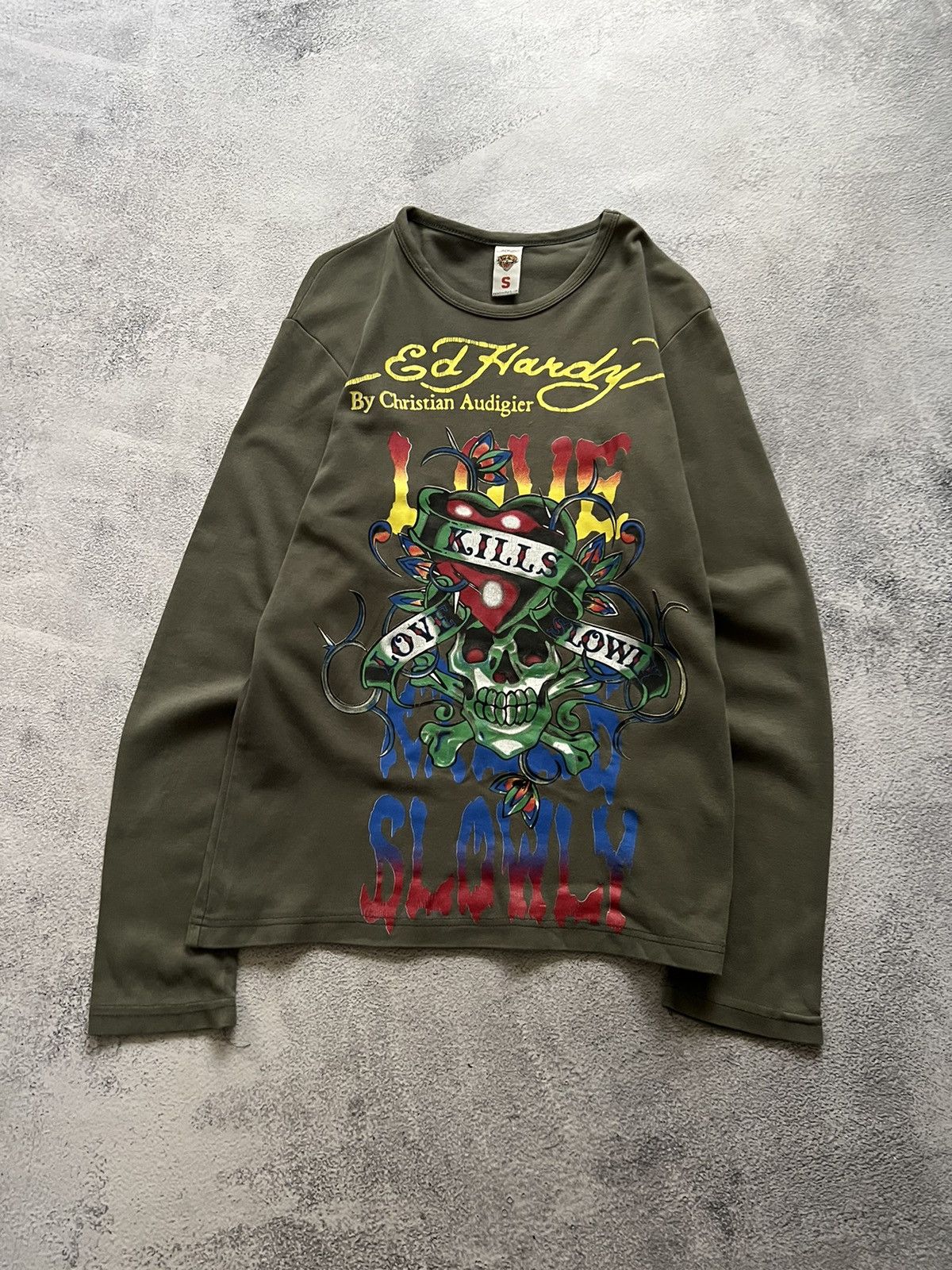 Ed Hardy Vintage Y2k Skull☠️ Love Kills Slowly❤️‍🩹 Long Sleeve 00’s Size US S / EU 44-46 / 1 - 1 Thumbnail