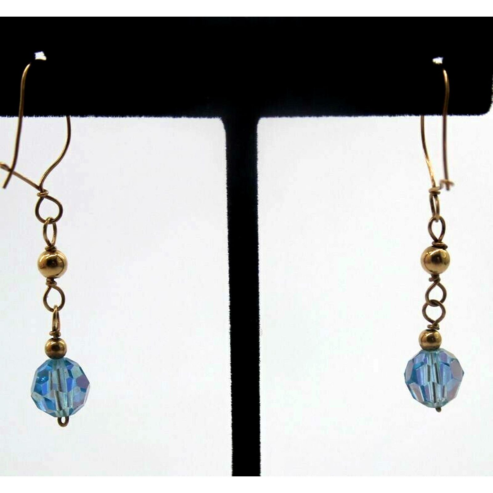 Other Sky Blue Balls Dangle Drop •Aurora Borealis Crystal Earrings Size ONE SIZE - 2 Thumbnail