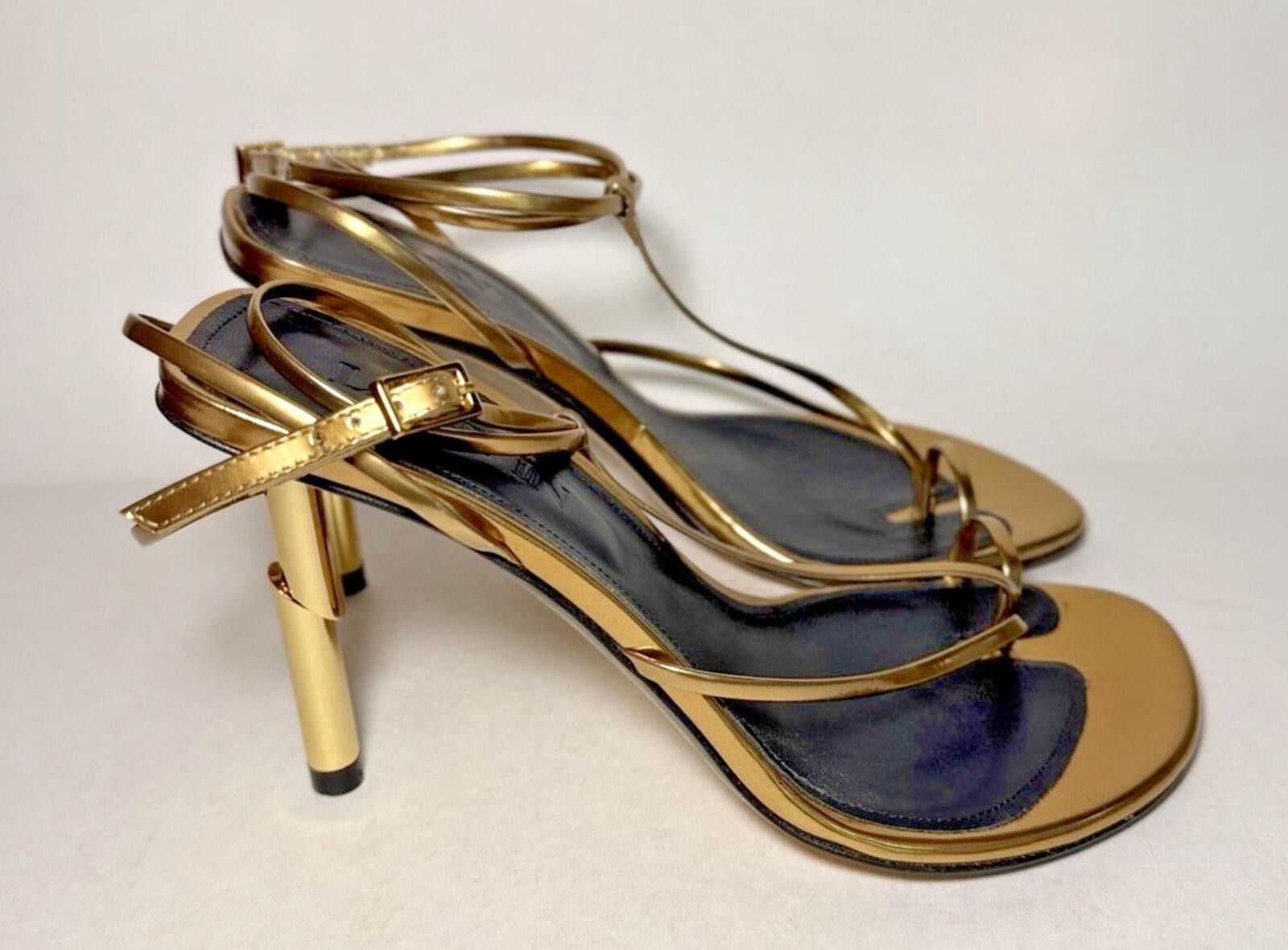 Lanvin LANVIN Paris Sequence 95mm Leather Sandal Stiletto Heel Gold Size US 6.5 / IT 36.5 - 2 Thumbnail