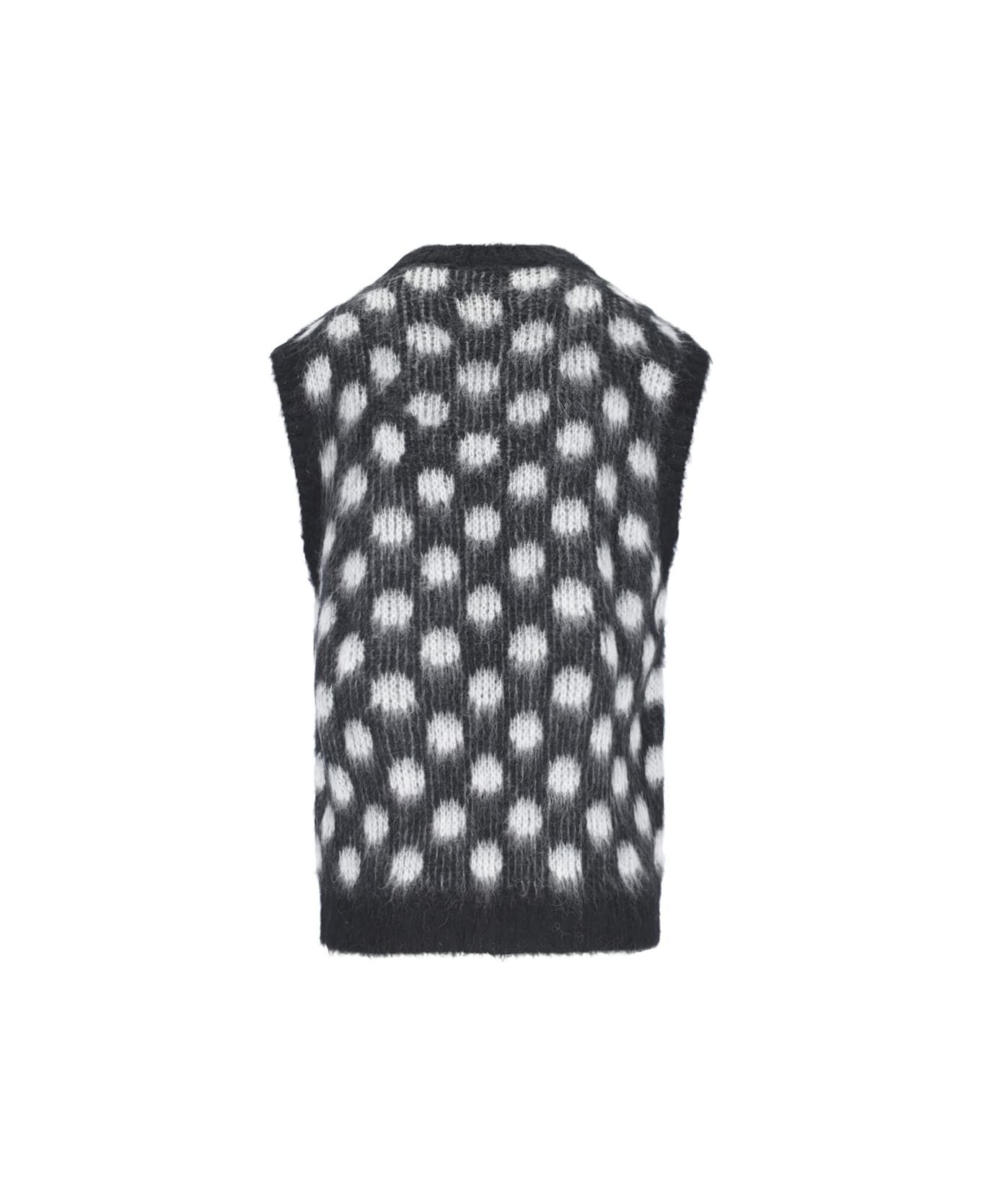 Marni o1y1125 Sleeveless Sweater in Black/White Size L / US 10 / IT 46 - 2 Thumbnail