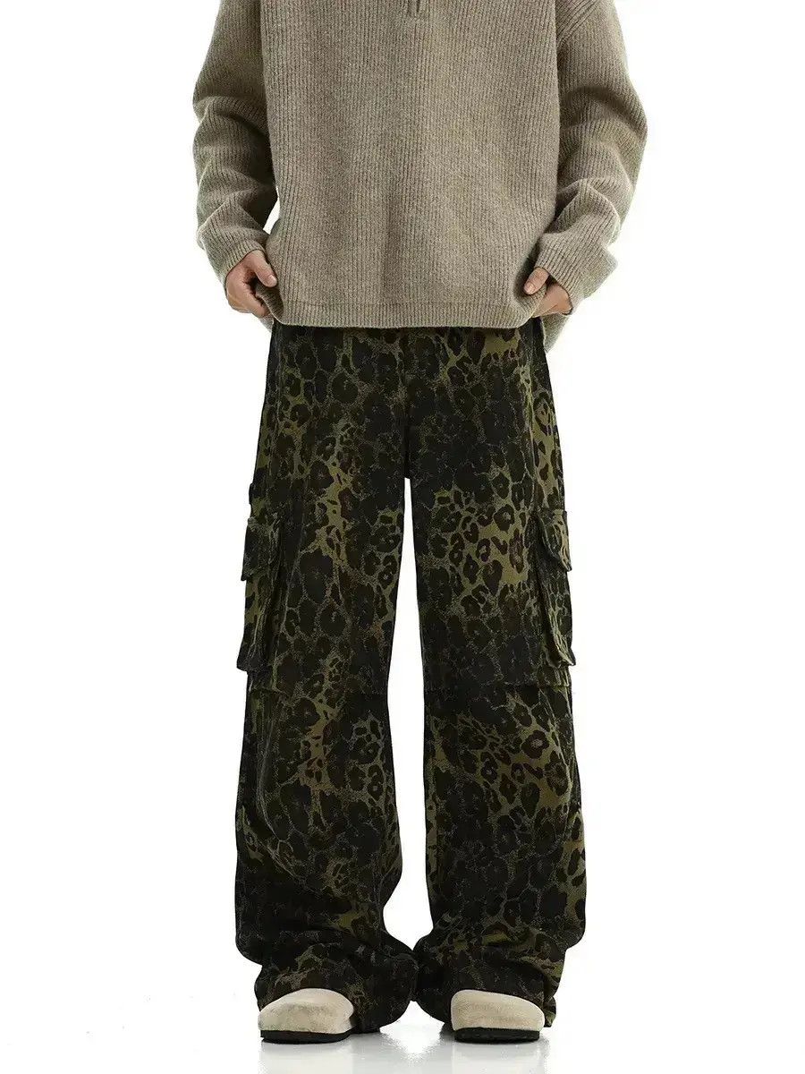 Japanese Brand Retro Leopard Print Baggy Wide Leg Casual Jeans Trousers Size US 32 / EU 48 - 5 Thumbnail