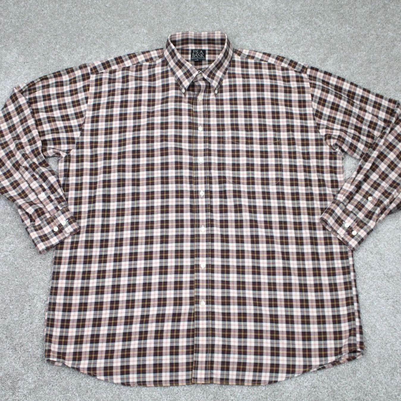 Jos. A. Bank Jos. A. Bank Shirt Men XL Brown Executive Collection 100% Cotton L/S Button Down Satin? Size US XL / EU 56 / 4 - 2 Thumbnail