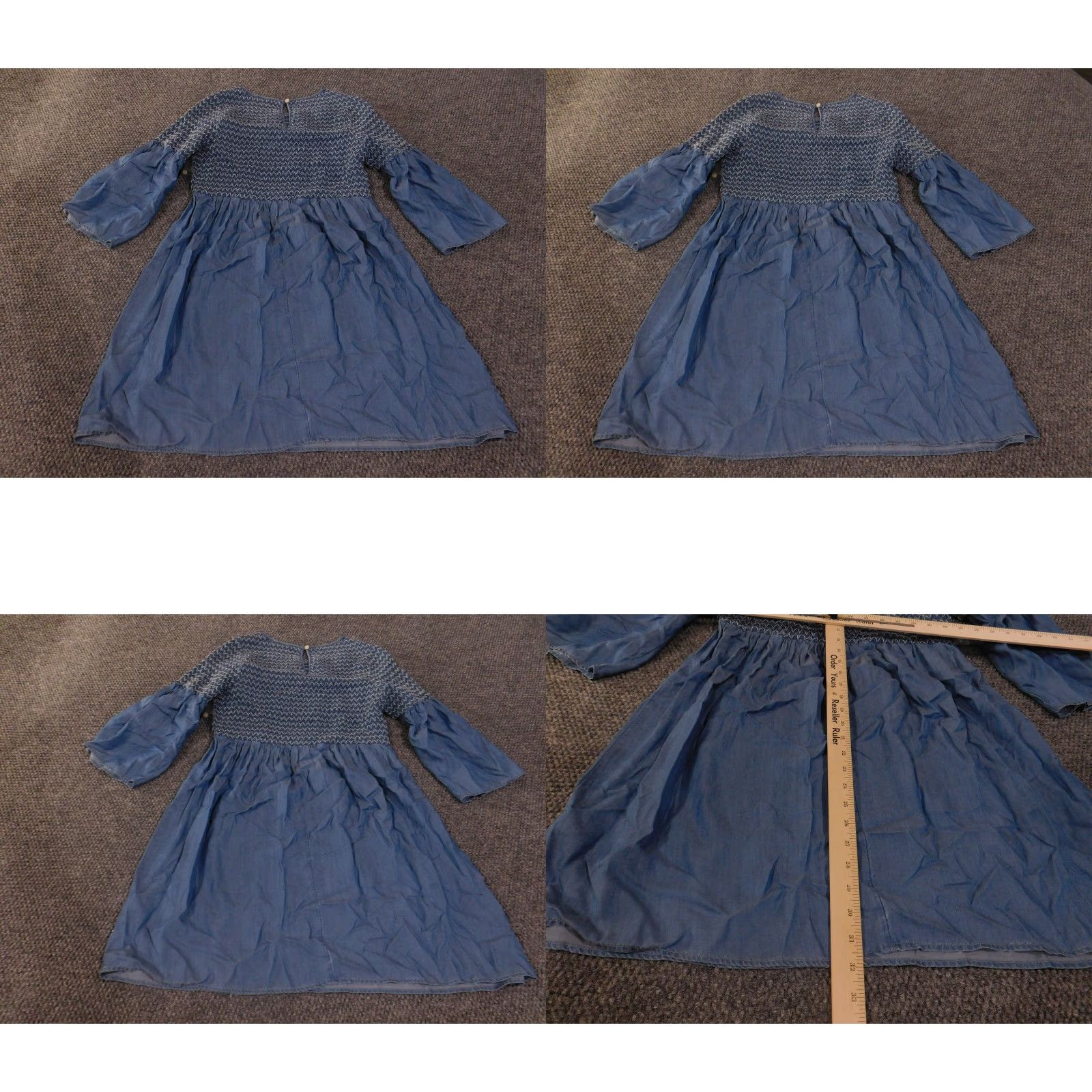 Vintage Crown & Ivy Dress Womens XS Chambray Smocked Sleeve Tencel Boho NWT Size XS / US 0-2 / IT 36-38 - 8 Thumbnail