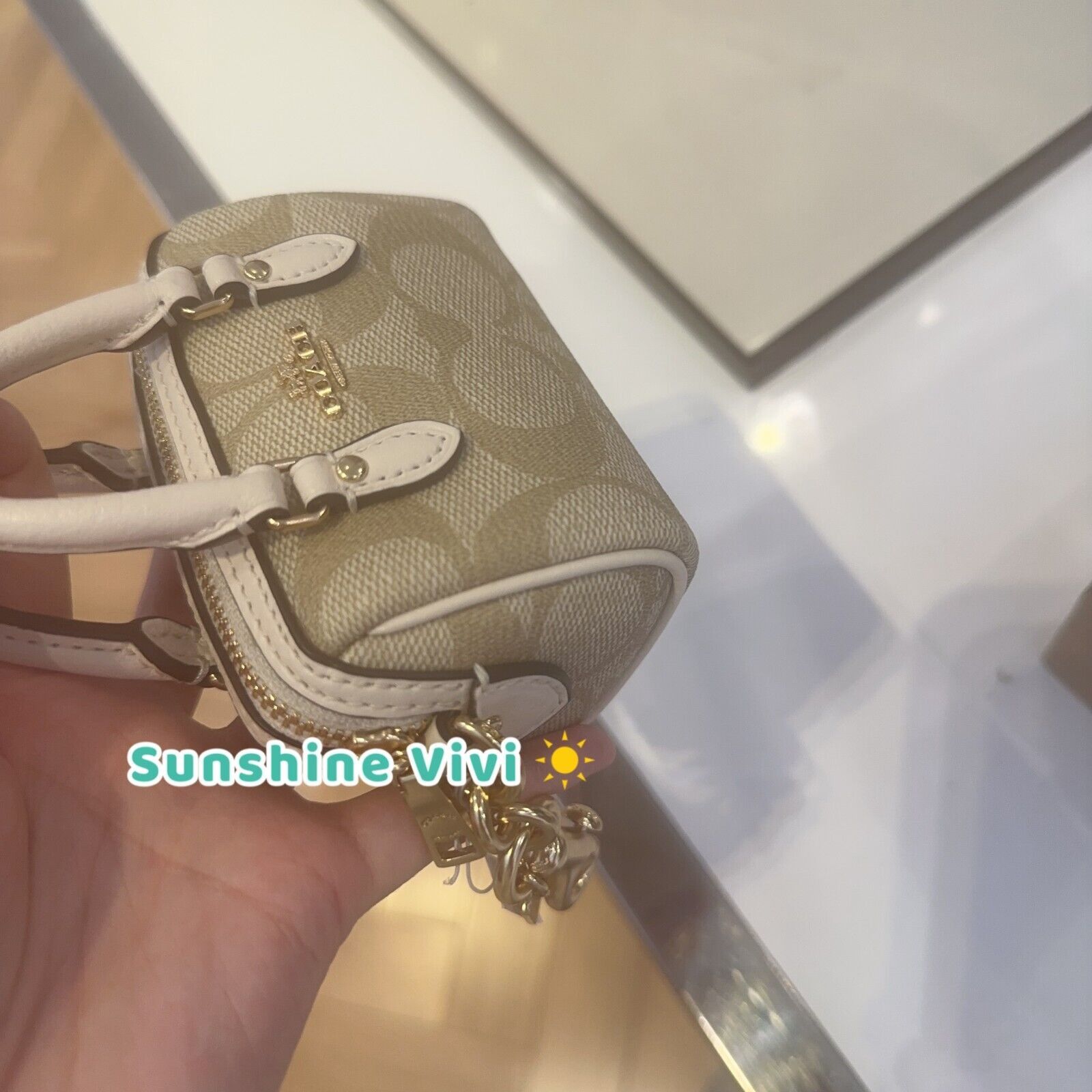 Coach NWT Coach Mini Rowan Bag Charm Signature Canvas CU278 Size ONE SIZE - 5 Thumbnail