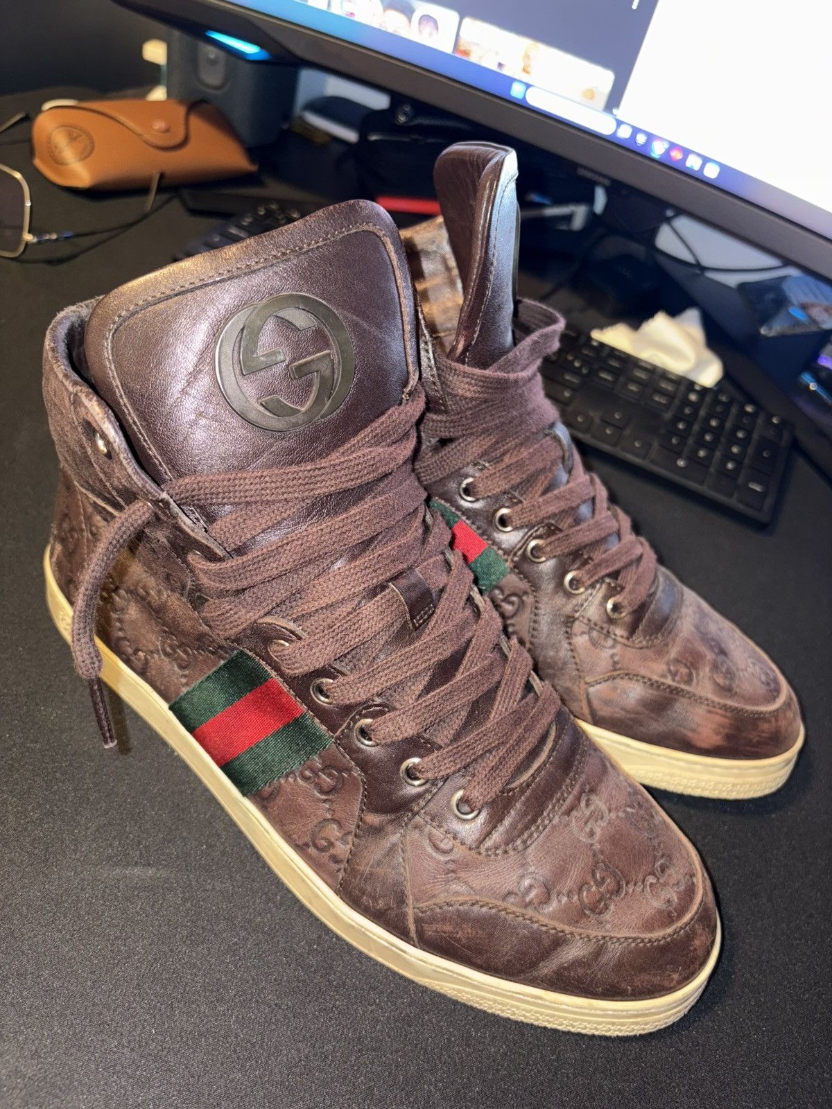 Gucci Gucci High Top Leather Sneaker Size US 9 / EU 42 - 3 Thumbnail