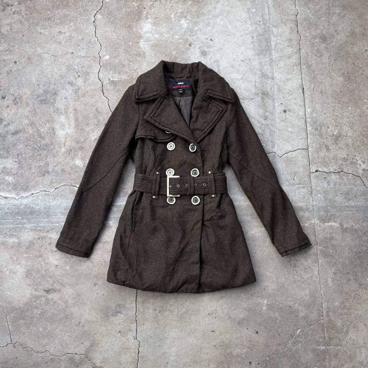Miss Sixty Miss Sixty 1960s 1970s Inspired Wool Trench Coat Size XS / US 0-2 / IT 36-38 - 1 Thumbnail