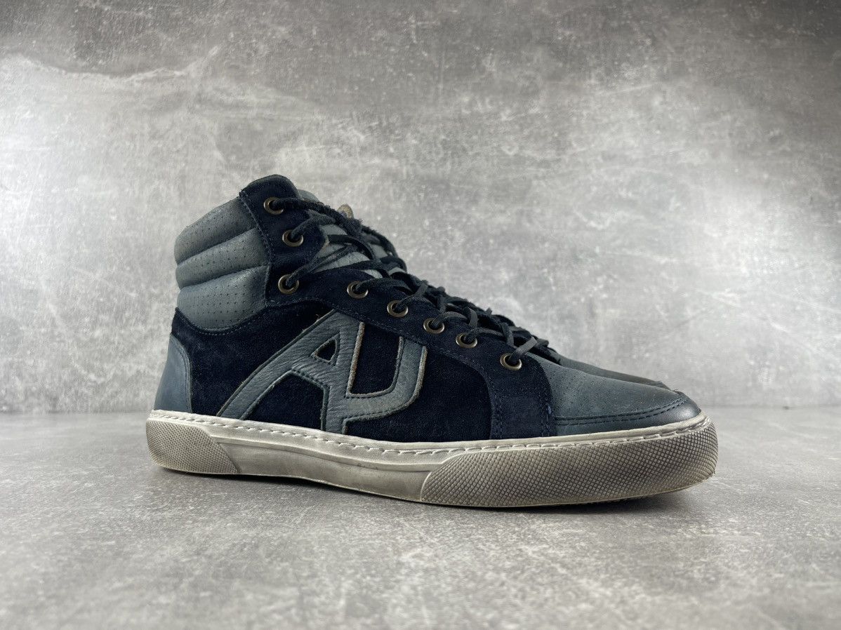 Armani Armani Jeans AJ Y2K Leather Suede High Top Sneakers Blue Size US 9 / EU 42 - 2 Thumbnail