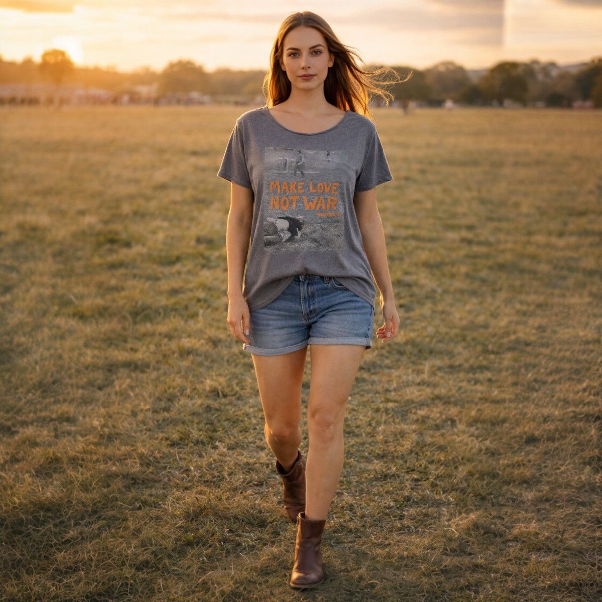 Other Woodstock Make Love Not War Graphic Tee Gray M Size M / US 6-8 / IT 42-44 - 2 Thumbnail