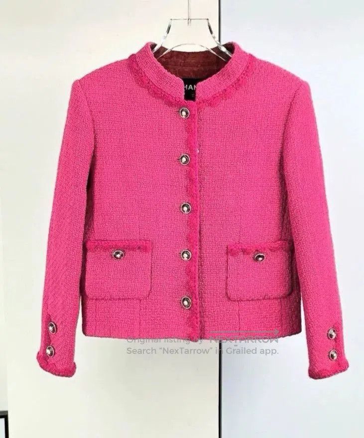 Chanel Chanel 24A Dragon Fruit Wool Tweed Jacket. Size S / US 4 / IT 40 - 3 Thumbnail