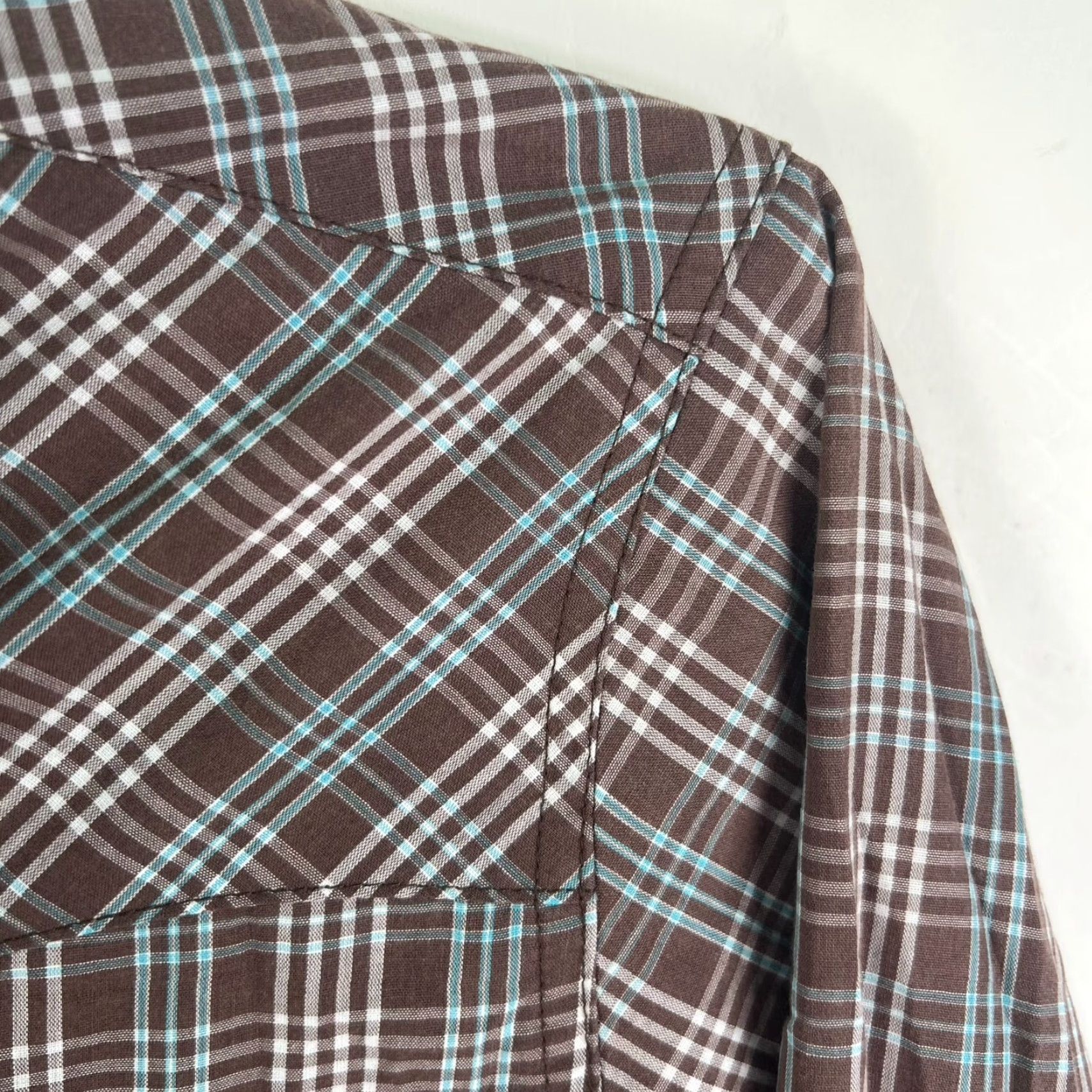 Wrangler Wrangler Rancher Plaid Pearl Snap Long Sleeve Shirt Mens L Brown Size US L / EU 52-54 / 3 - 2 Thumbnail