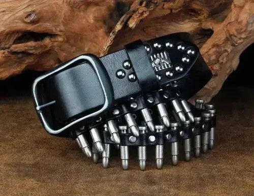 VIBE Bullet Belt Skull Design Pin Buckle Size ONE SIZE - 4 Thumbnail