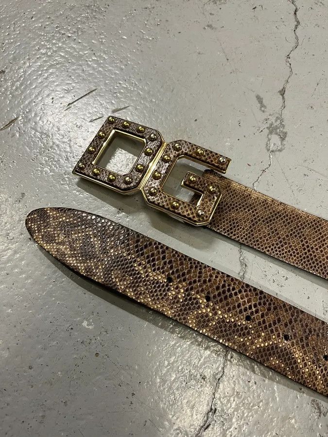 Dolce & Gabbana 2000s Dolce & Gabbana Snake Effect Brown Leather Belt Size ONE SIZE - 4 Thumbnail