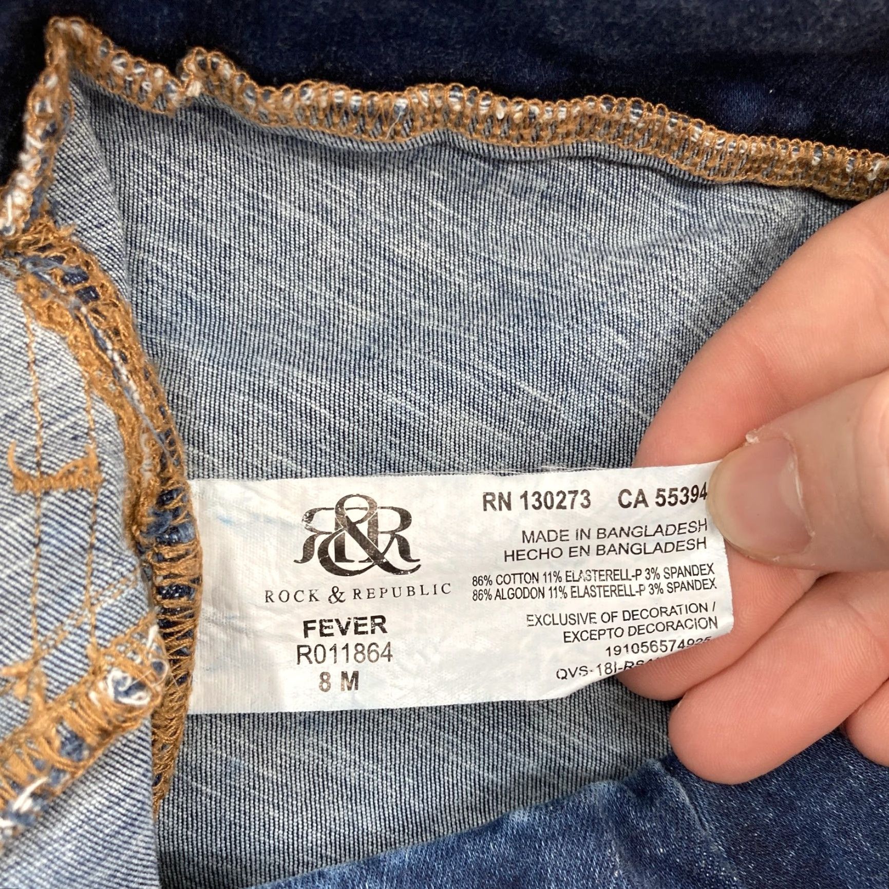 Vintage Rock & Republic Jeans Womens 8 Blue Denim RX Fever Pull On Skinny High Rise Slimming Stretch Distressed Logo 90s Grunge Size 30" / US 8 / IT 44 - 5 Thumbnail