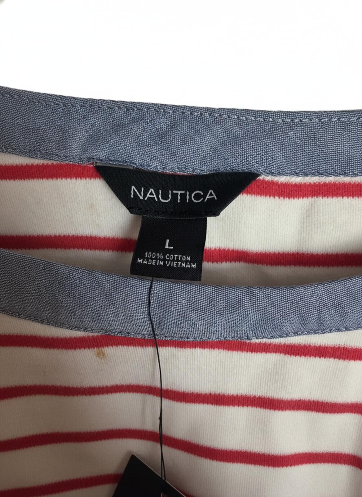 Nautica Nautica Large Striped 3 Quarter Sleeve Shirt Red White NWT Size L / US 10 / IT 46 - 4 Thumbnail
