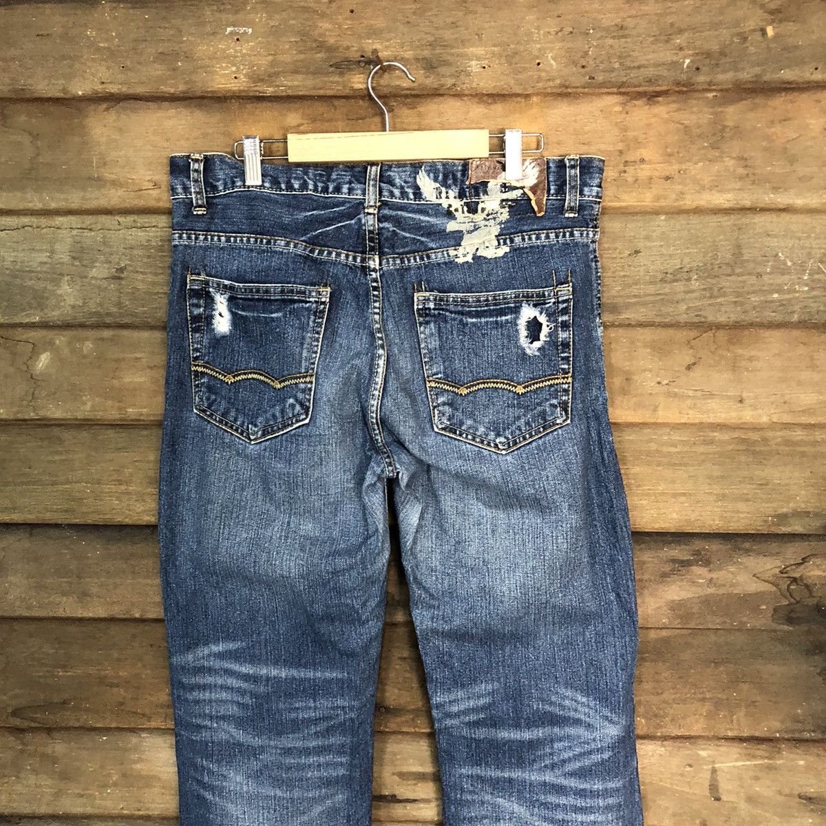 American Eagle Outfitters America Eagles Blue Disstressed Denim Pants #7389 Size US 32 / EU 48 - 12 Thumbnail