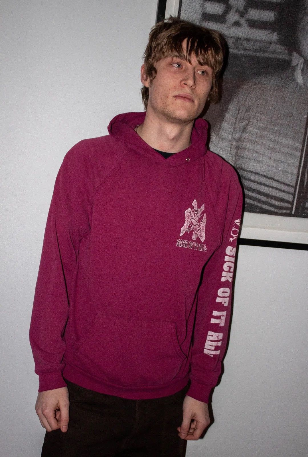 Vintage 🚭RARE🚭 SICK OF IT ALL NEW YORK HARDCORE RED DRAGON HOODIE Size US XL / EU 56 / 4 - 2 Thumbnail