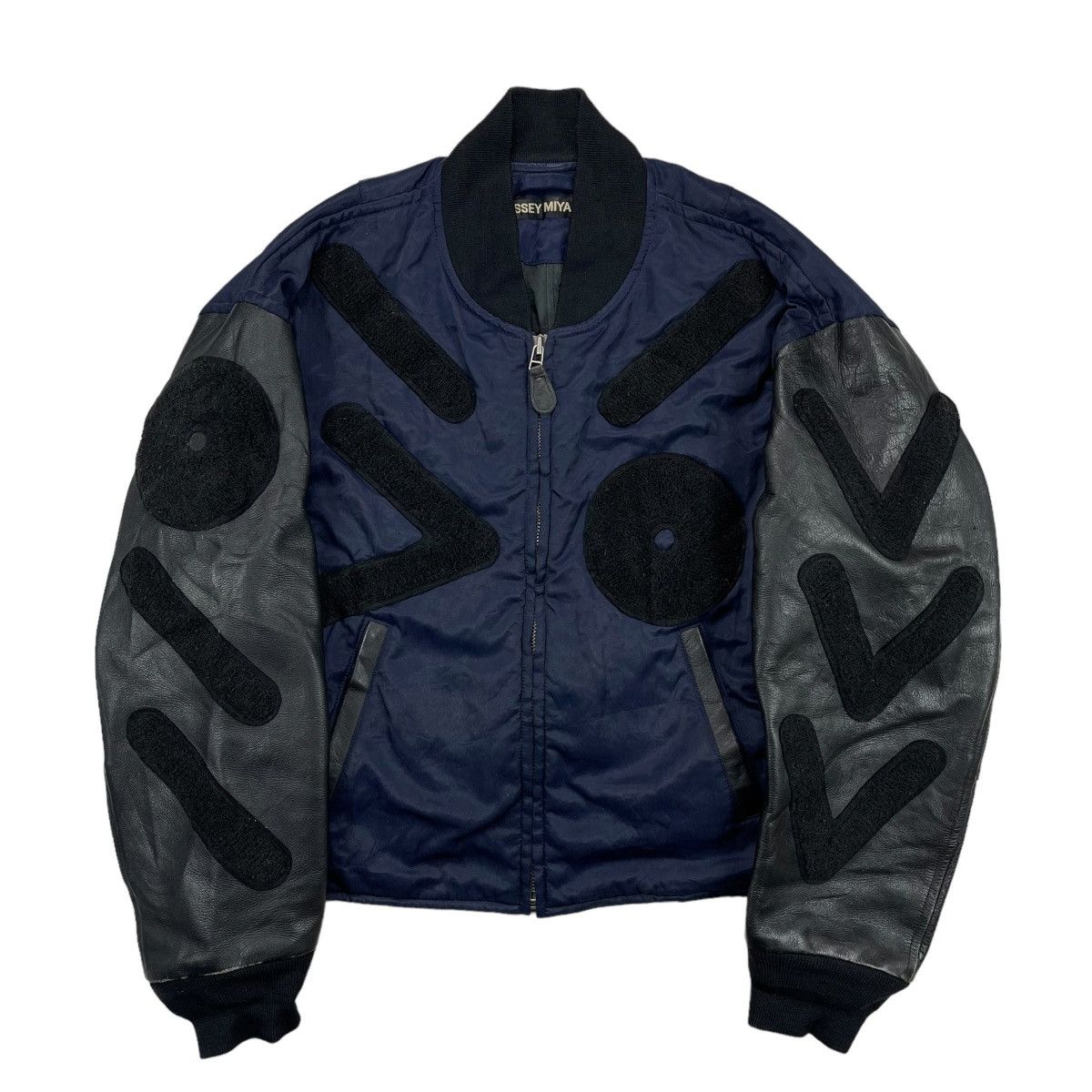 image of Issey Miyake Patch-Appliqué Ss 1994 Bomber Jacket in Blue/Navy, Men's (Size Large)
