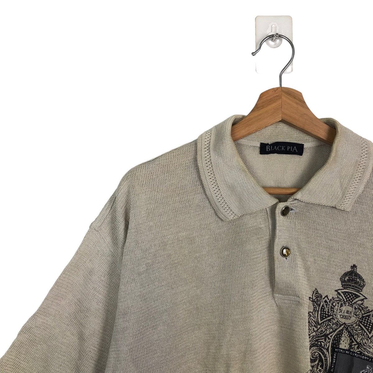 Japanese Brand VINTAGE BLACK PIA CROPPED COLLAR SWEATSHIRT COLLAGE BIGLOGO Size US M / EU 48-50 / 2 - 6 Thumbnail