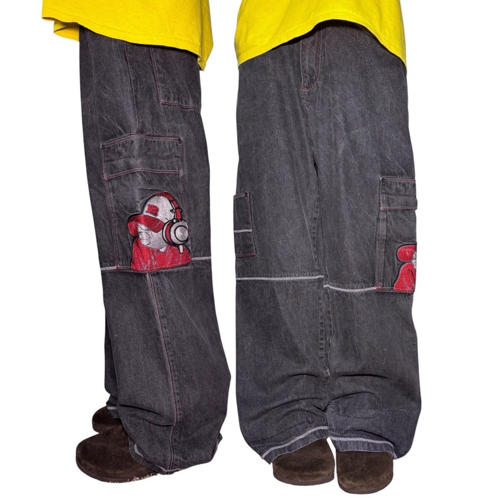 JNCO Y2k Loose Fit Jeans Mens SOHK 31x32 skater Type embroidery Size US 31 - 1 Thumbnail