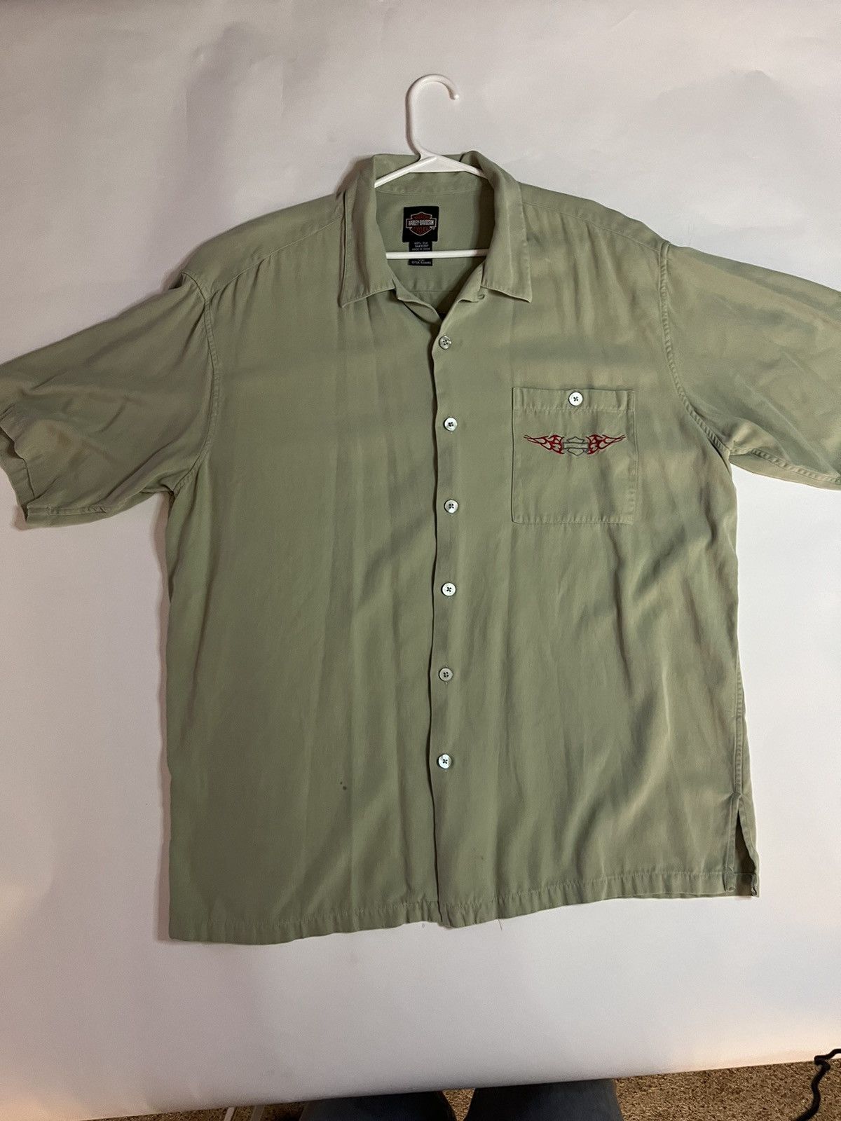 Harley Davidson × Vintage Silk Harley Davidson Embroidered button up Size US XL / EU 56 / 4 - 1 Thumbnail