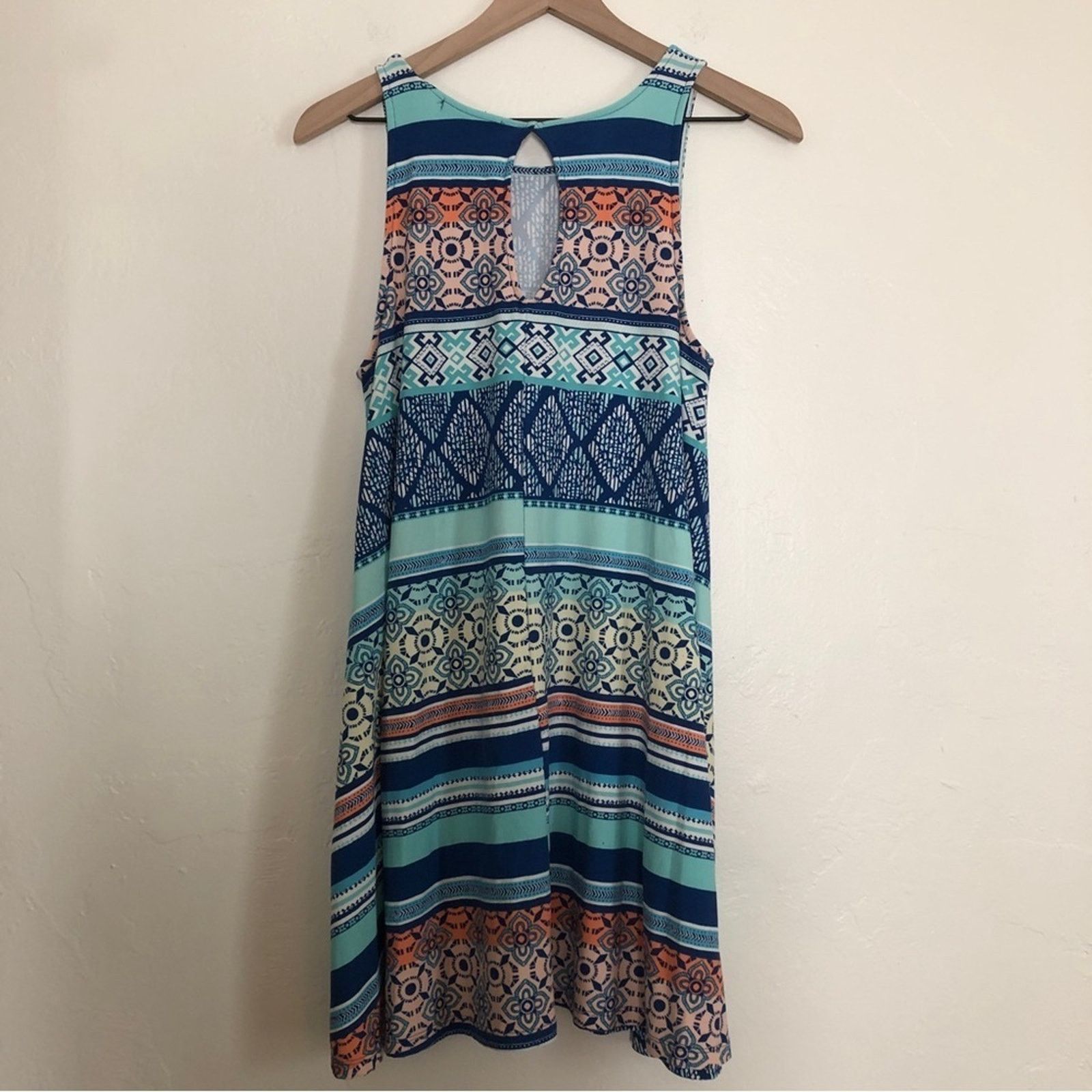 Other Planet Gold Blue Multicolor Geometric Stripes Tank Top Dress Size M / US 6-8 / IT 42-44 - 7 Thumbnail