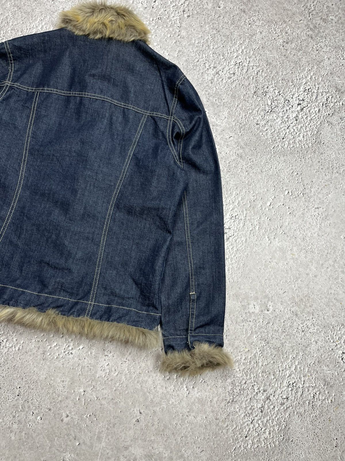 Other Women’s Denim Jacket With Faux Fur Trim Button Up Blue Coat Size S / US 4 / IT 40 - 10 Thumbnail