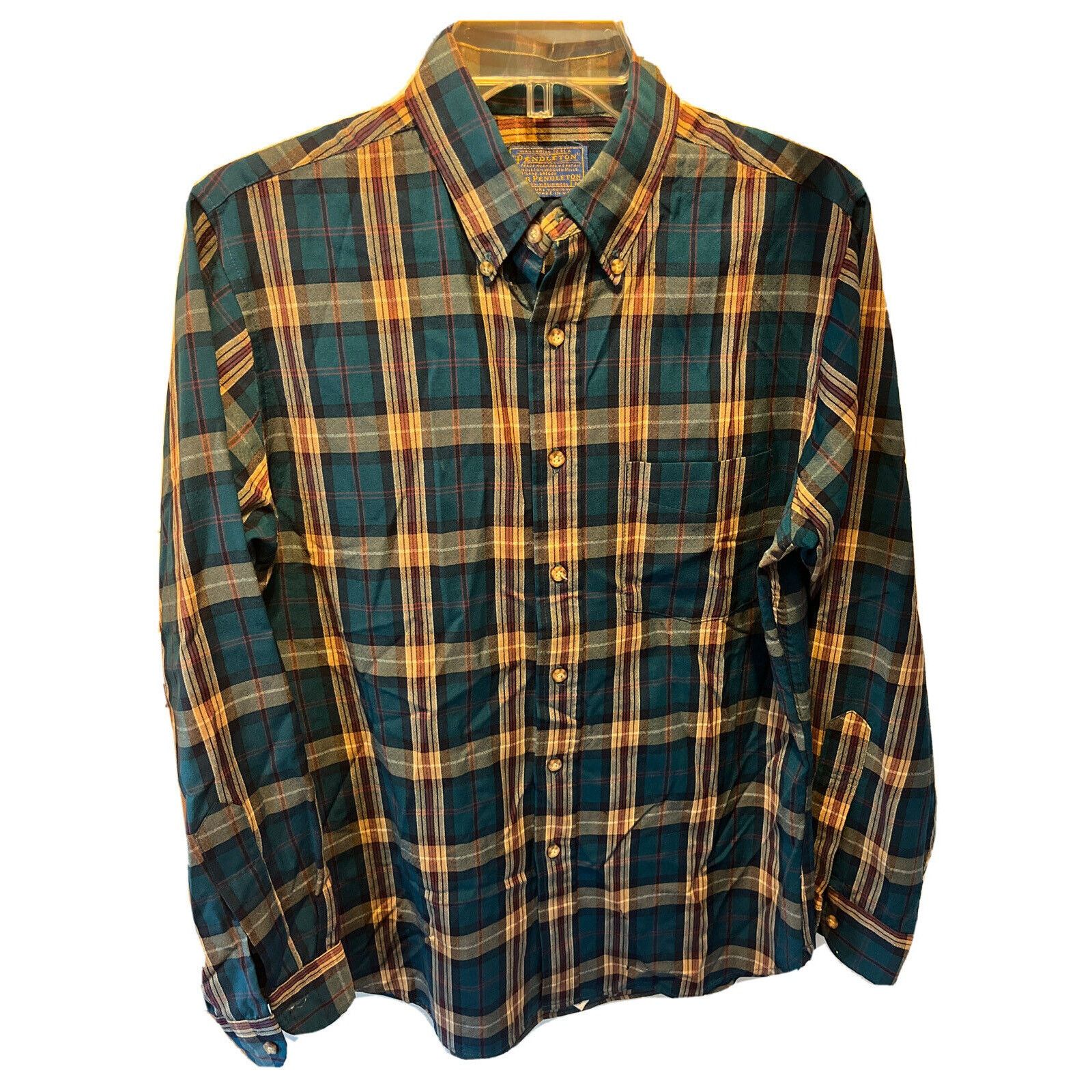 Pendleton Pendleton Vintage Men’s M Blue Plaid LS Button Up Wool Shirt Size US M / EU 48-50 / 2 - 1 Thumbnail