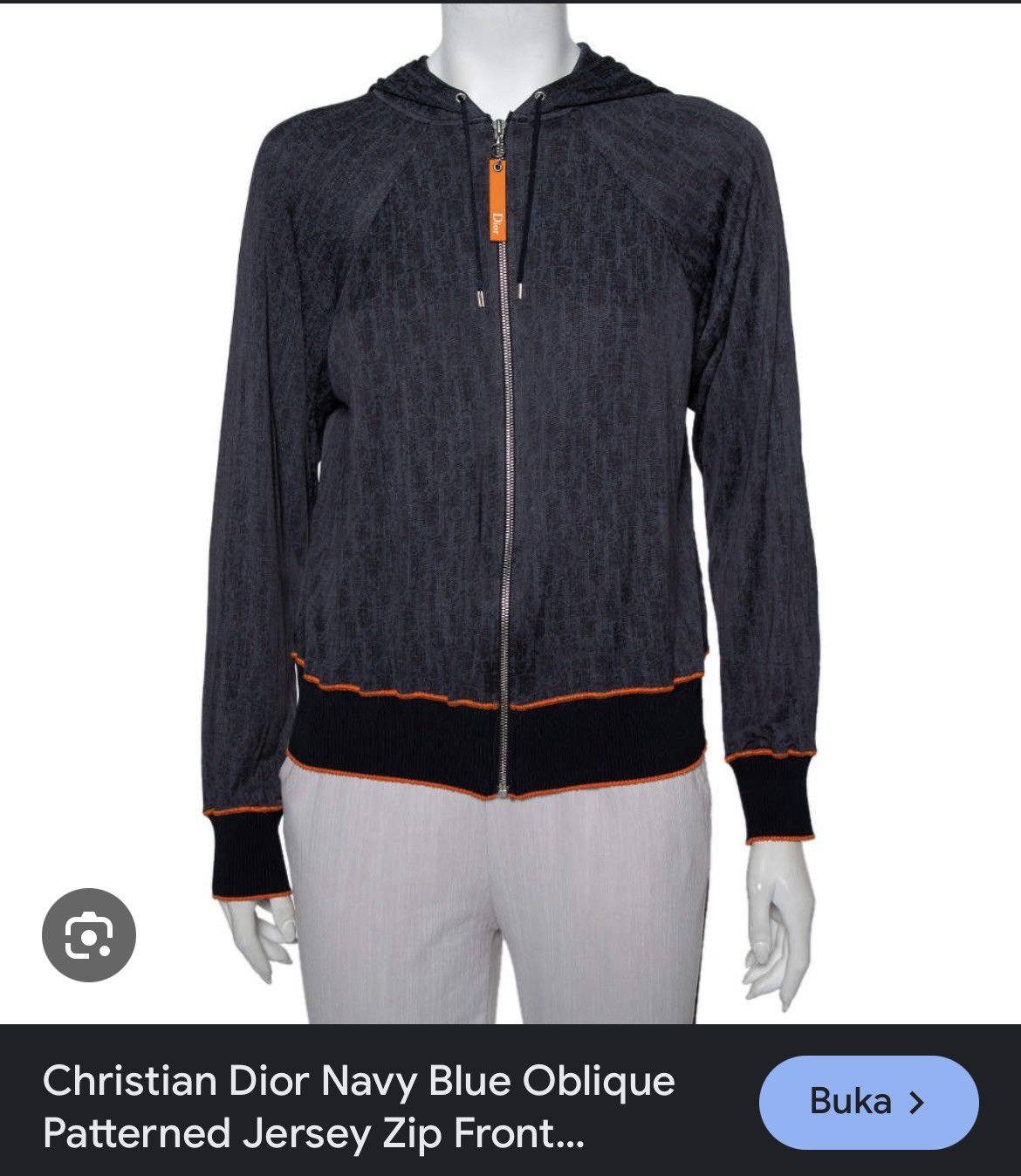 Christian Dior Monsieur × Dior 00'S Christian Dior Navy Blue Oblique Patterned Front Hooded Size M / US 6-8 / IT 42-44 - 10 Thumbnail