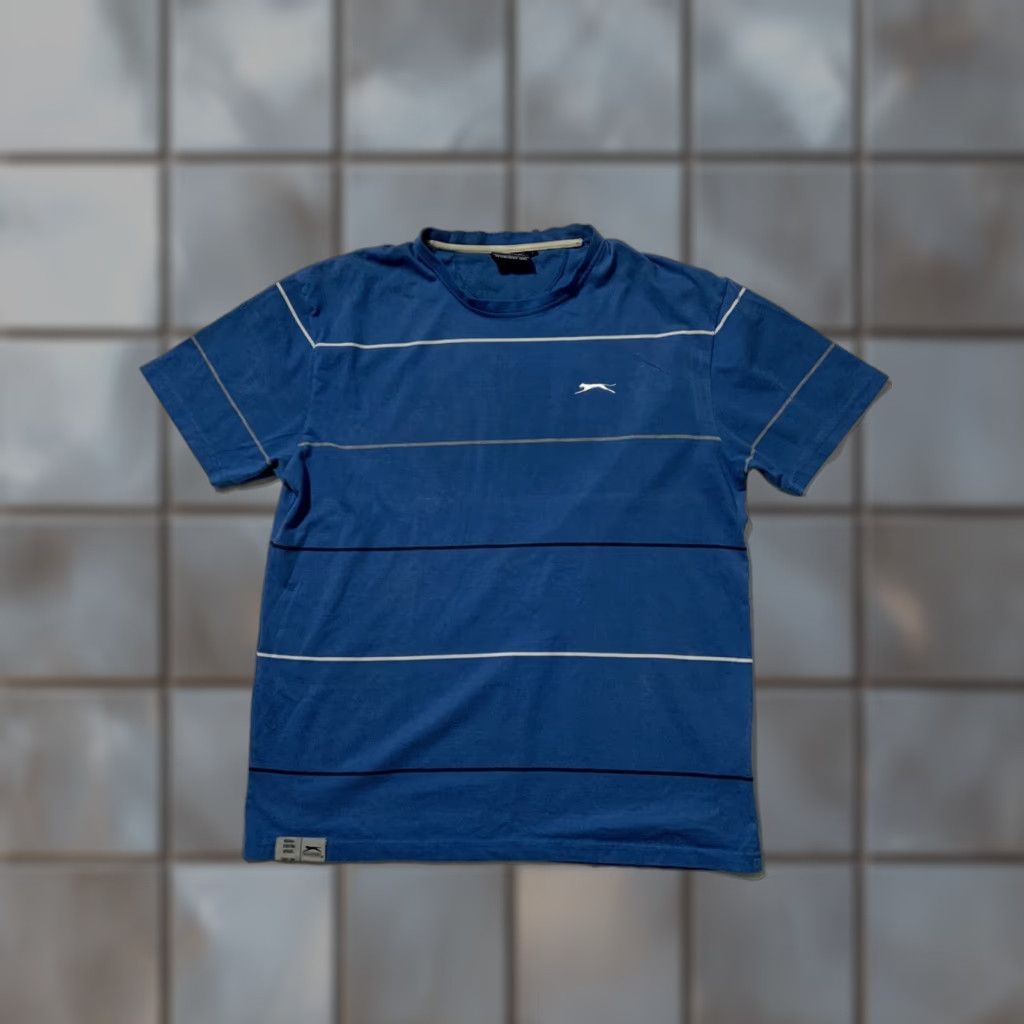 Vintage VINTAGE Slazenger Striped Blue Tennis Embroidered Logo S/S T-Shirt Sz. L Mens Blue Embroidered Logo Shirt Size US L / EU 52-54 / 3 - 1 Thumbnail