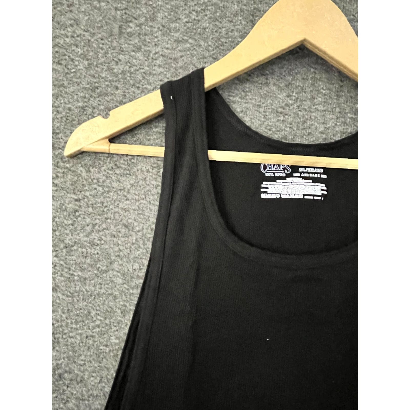 Chaps Chaps Tank Top Mens Ribbed Black 2XL Cotton Polyester Crew Neck Sleeveless All Seasons Sports Short Sleeves Regular Fit Shirt Mens Black 2XL Size US XXL / EU 58 / 5 - 6 Thumbnail