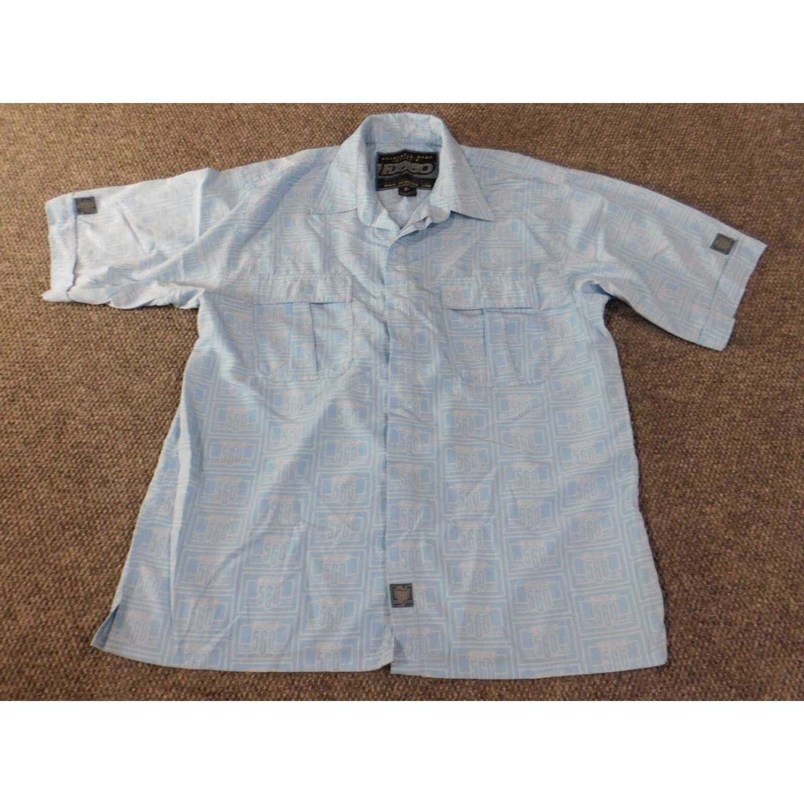 Vintage FJ 560 Shirt XXL Blue Button Up Knit Cotton Geometric 90s Hip-Hop Vintage 90s Mens Size US XXL / EU 58 / 5 - 2 Thumbnail