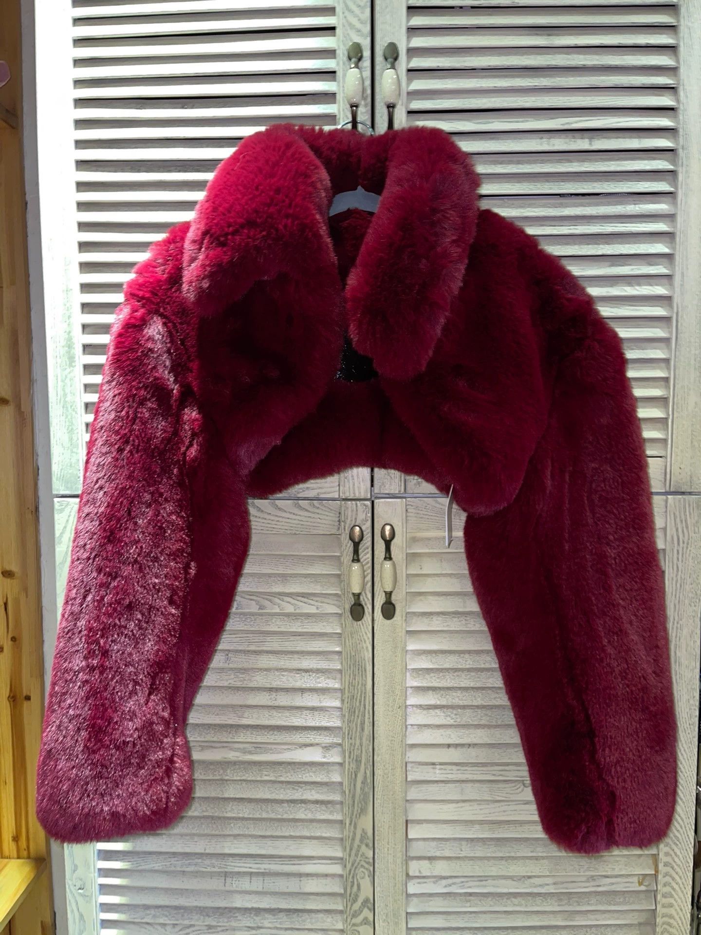 Other LUCENCY Paneled Long Pile Cherry Red Short Vest Size M / US 6-8 / IT 42-44 - 8 Thumbnail
