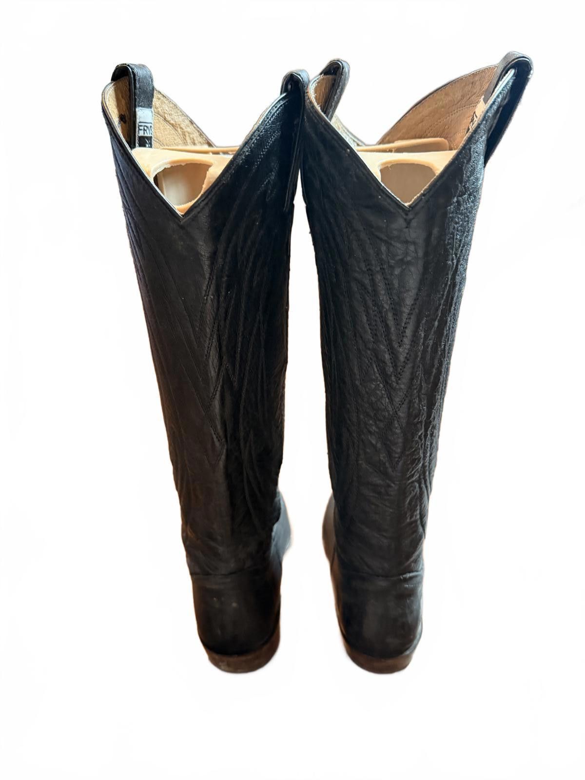 Frye Frye Classic Black Leather Cowboy Boots Size US 6.5 / IT 36.5 - 3 Thumbnail