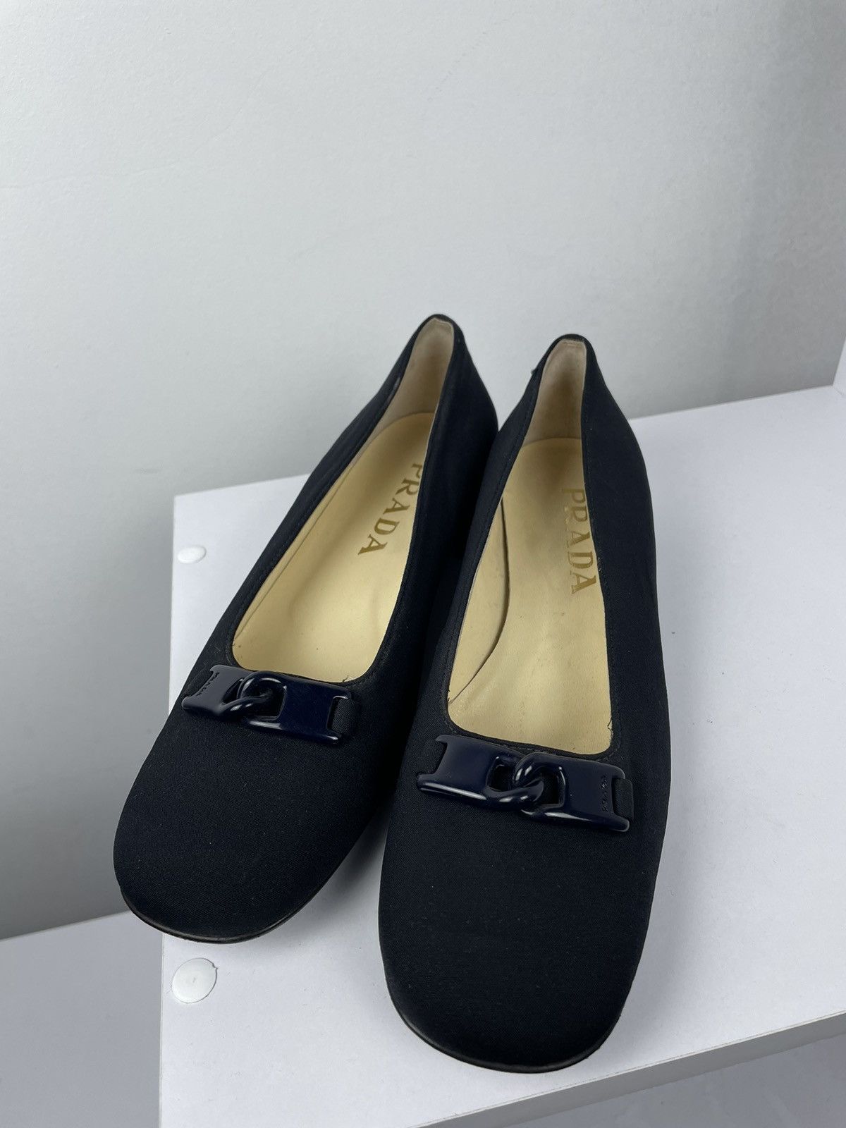 Prada Prada Black Ballet Flats Logo Buckle Loafers Pumps Size US 7 / IT 37 - 4 Thumbnail