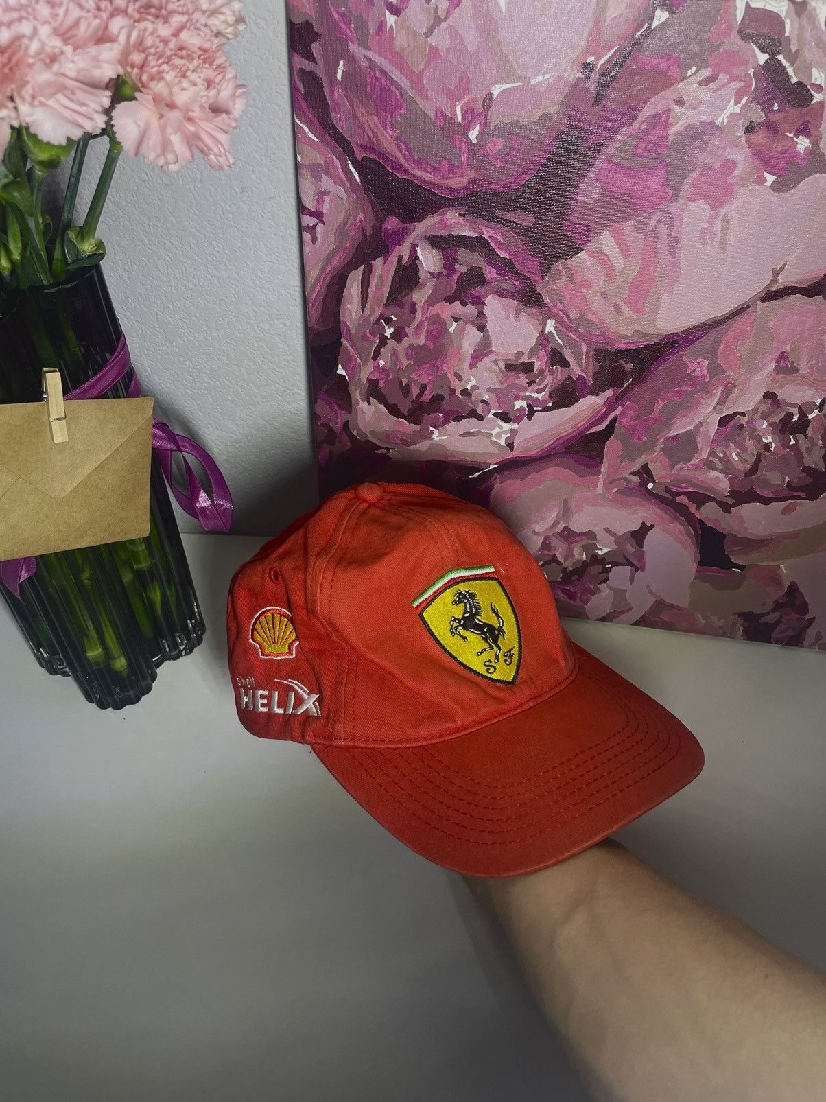Ferrari × Vintage Vintage Ferrari 00’s Schell Helix Racing Y2K Hat Cap F1 Size ONE SIZE - 1 Thumbnail