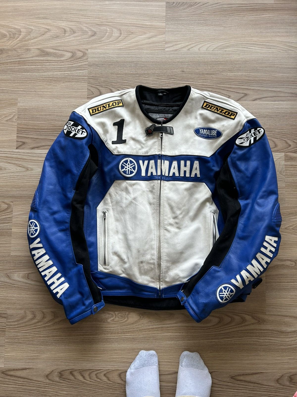 Joe Rocket Joe Rocket Yamaha Leather Racing Jacket with Padding | Grailed