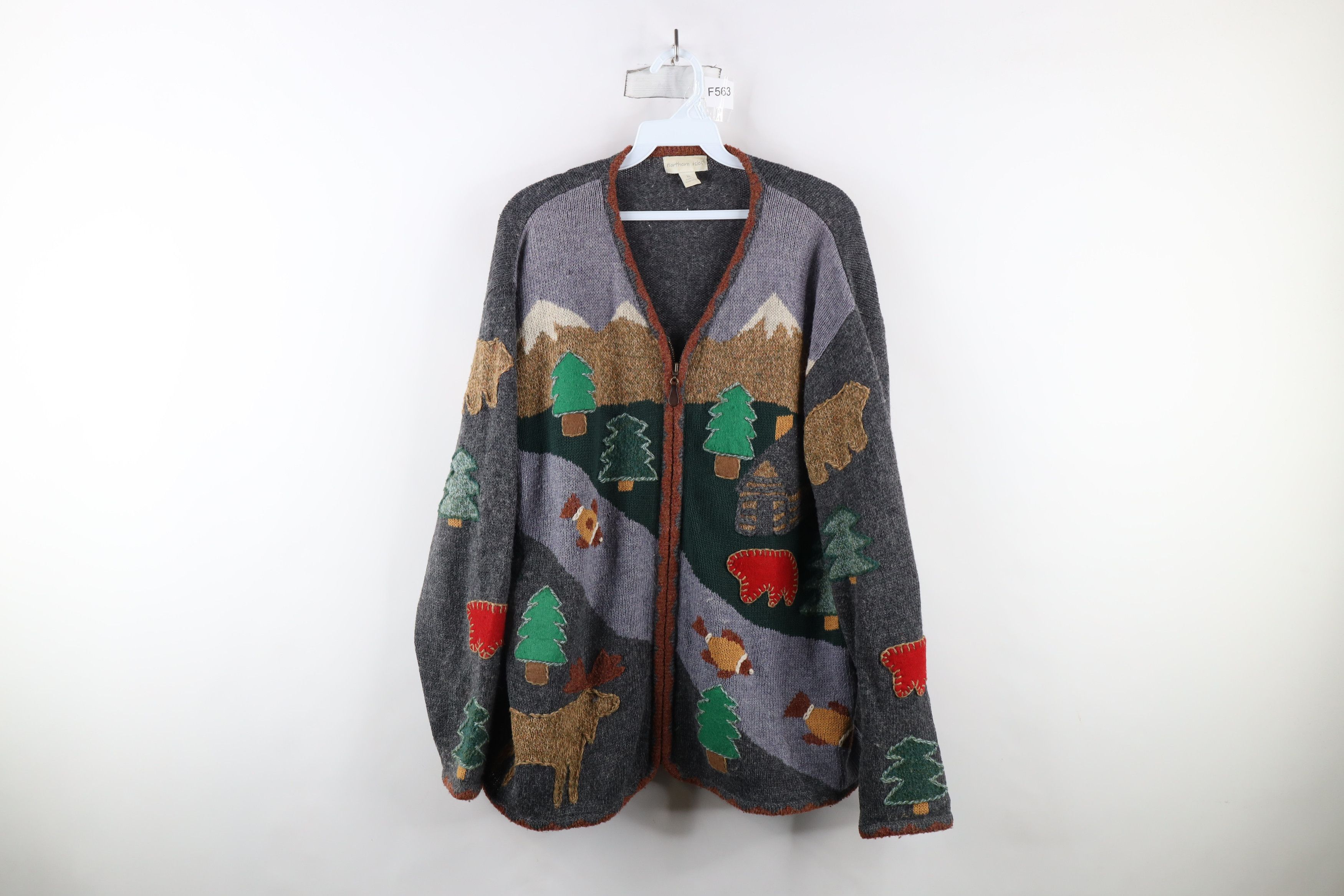 Vintage Vintage 90s Nature All Over Print Full Zip Cardigan Sweater Size XL / US 12-14 / IT 48-50 - 1 Thumbnail