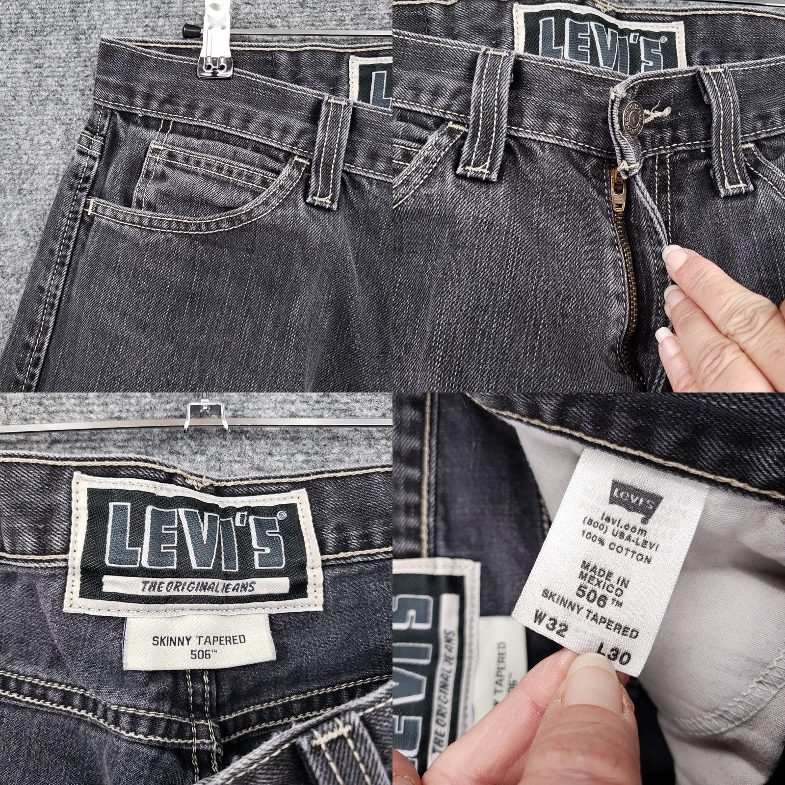 Levi's Levi's Jeans Mens Skinny Tapered Dark Wash Gray Denim 506 32x30 Size US 32 / EU 48 - 8 Thumbnail