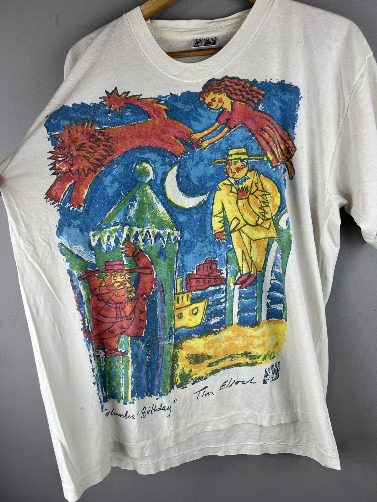 Vintage Vintage 80s Cream Tea London Art Single Stitch Columbus Size US L / EU 52-54 / 3 - 7 Thumbnail