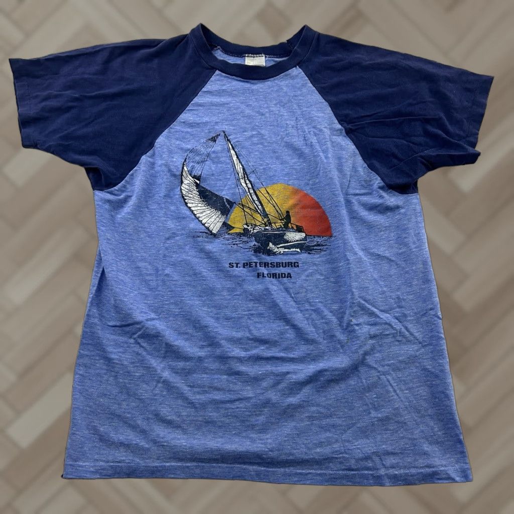 Vintage Vintage Spruce St. Petersburg Florida Short Sleeve T Shirt Men L Blue Size US L / EU 52-54 / 3 - 1 Thumbnail